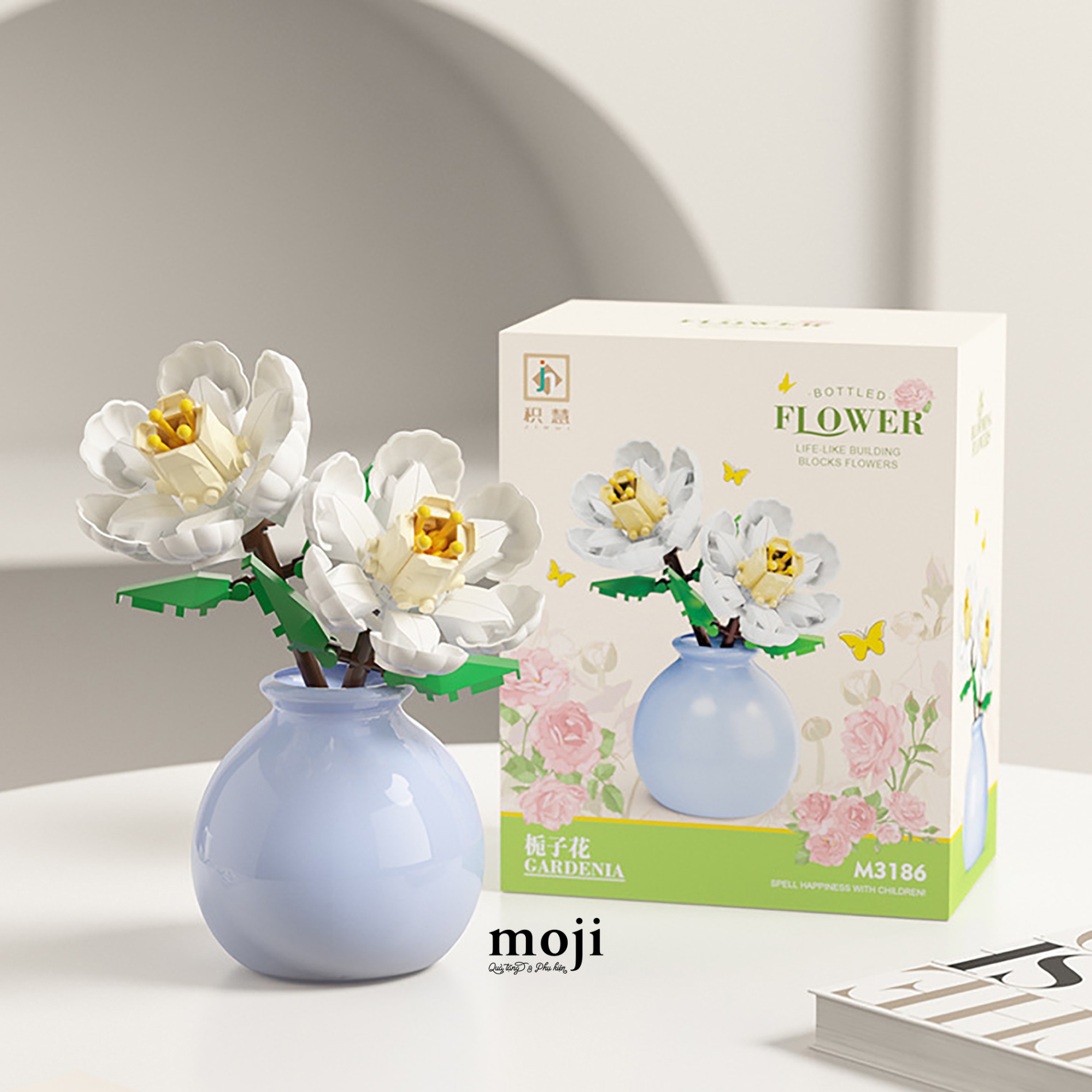 Đồ chơi xếp hình hoa Flower pot Hoa Dành Dành Gardenia 6x9x11