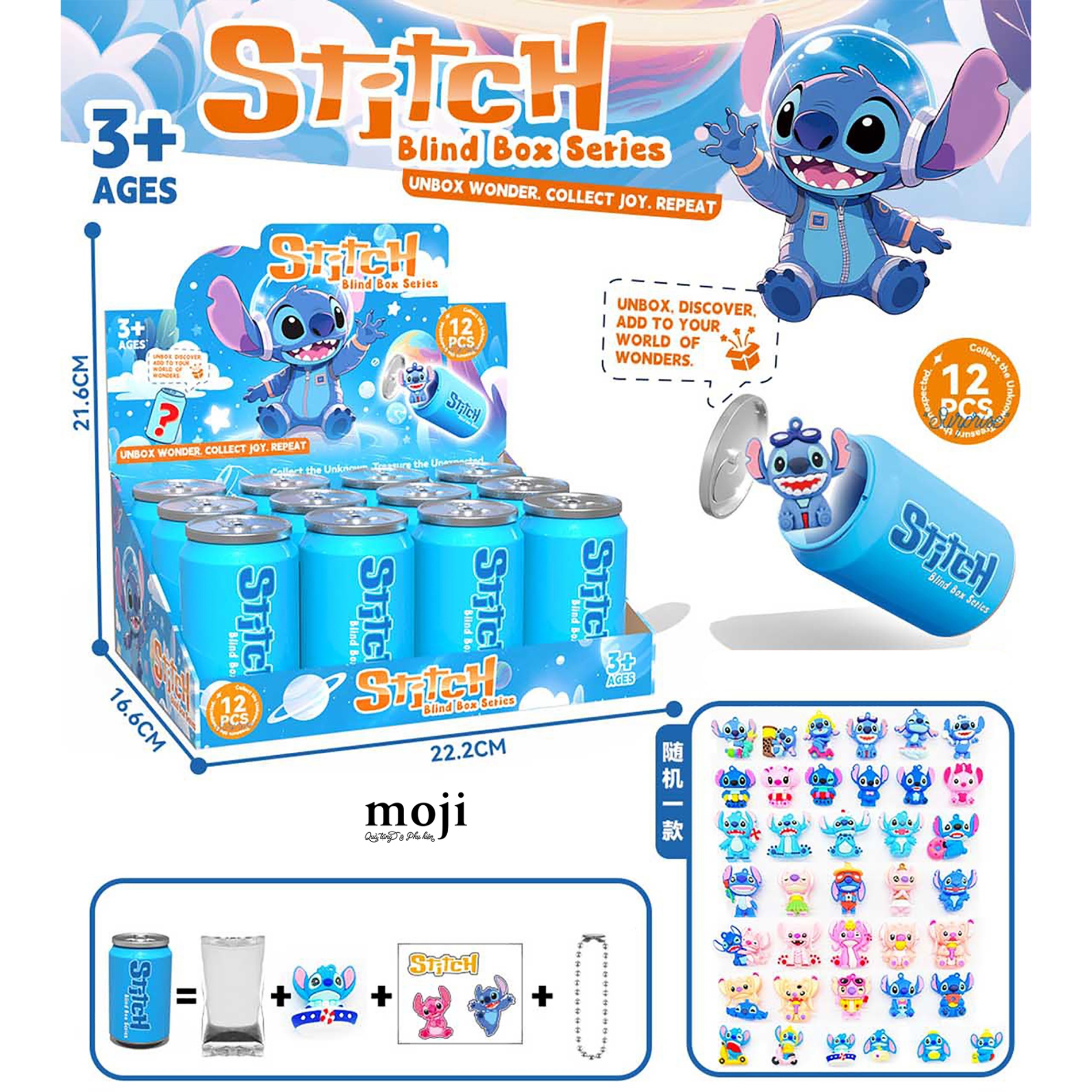 B.082 Blindbox móc khoá Stitch cosplay other character dáng lon