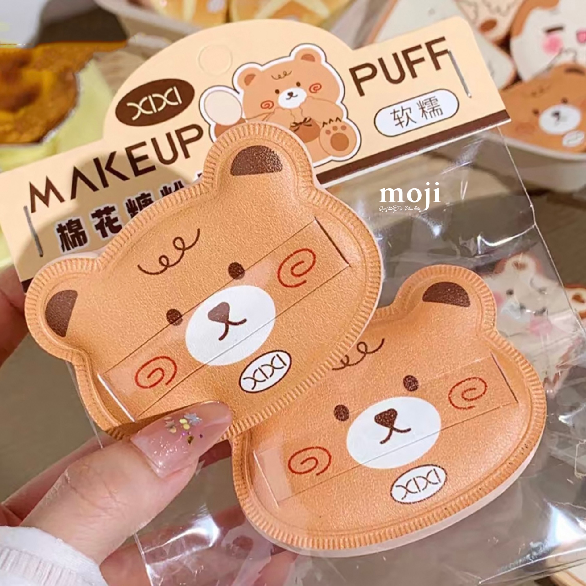 Bông phấn trang điểm Cute animals má hồng có tai cắt hình