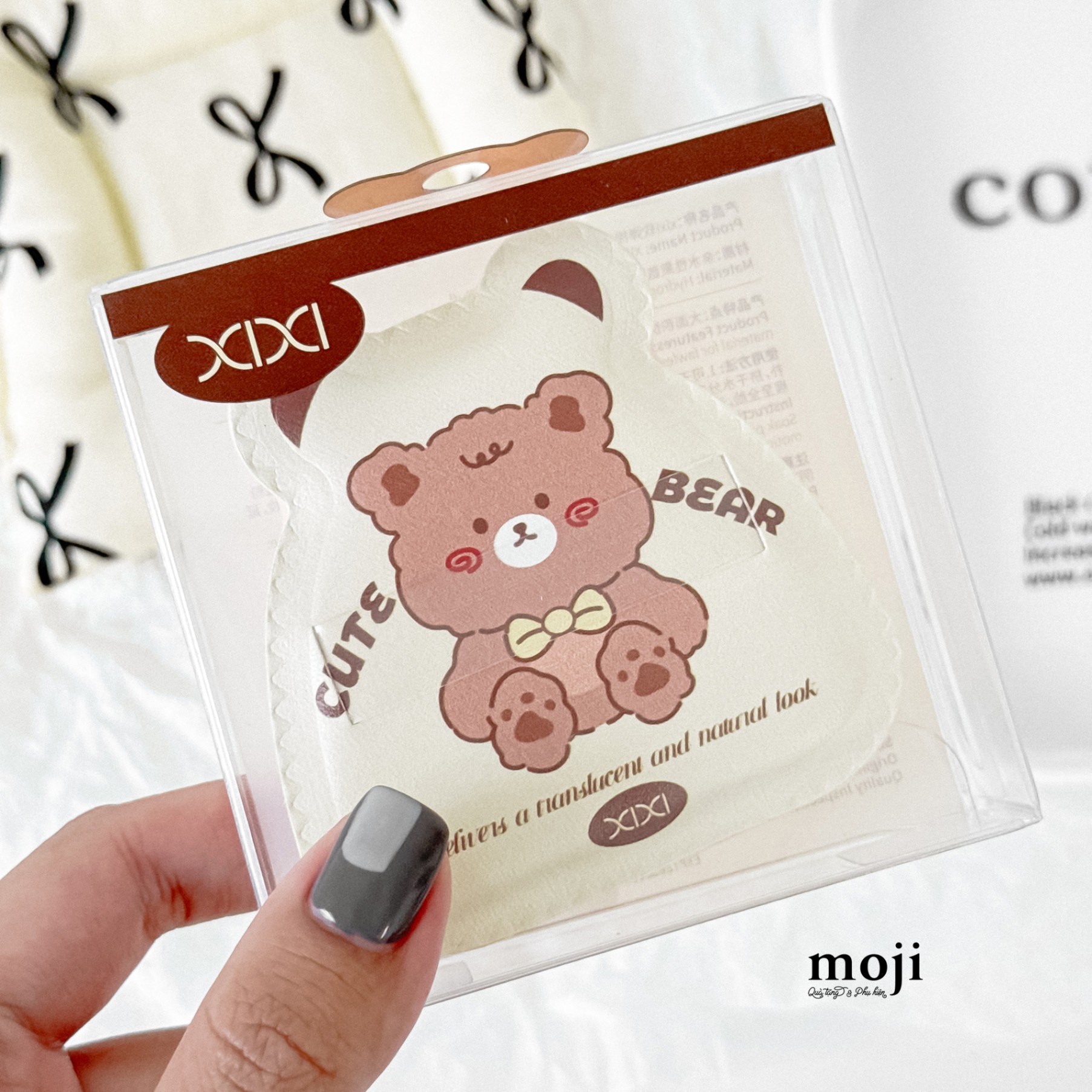 Bông phấn trang điểm Cute bear má hồng ngồi