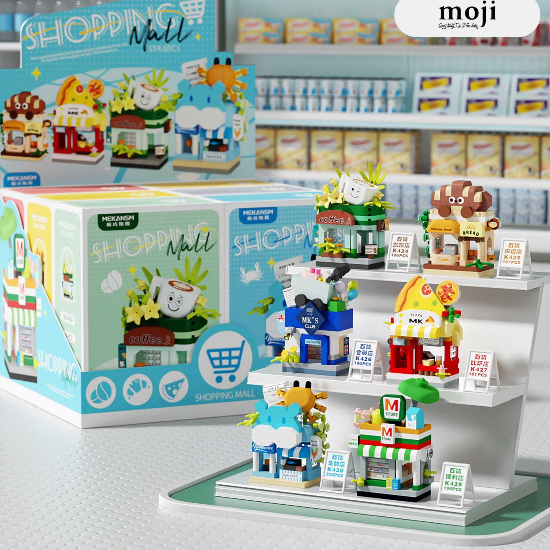 Đồ chơi xếp hình Shopping Mall siêu thị tiện lợi 5x8x12 set6