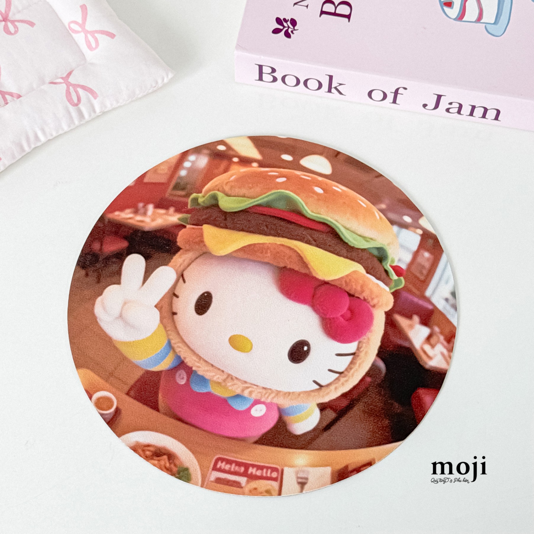 Lót chuột Sanrio Hello Kitty cosplay hamburger 22x22