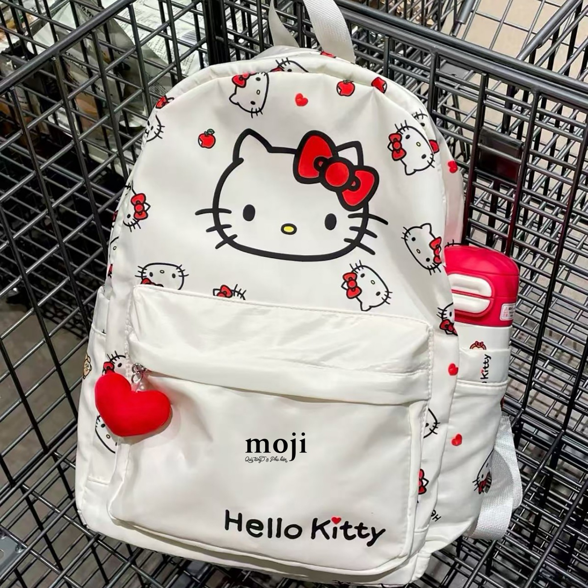 B.110 Balo vải Sanrio Hello Kitty face fruit apple 11x31x41
