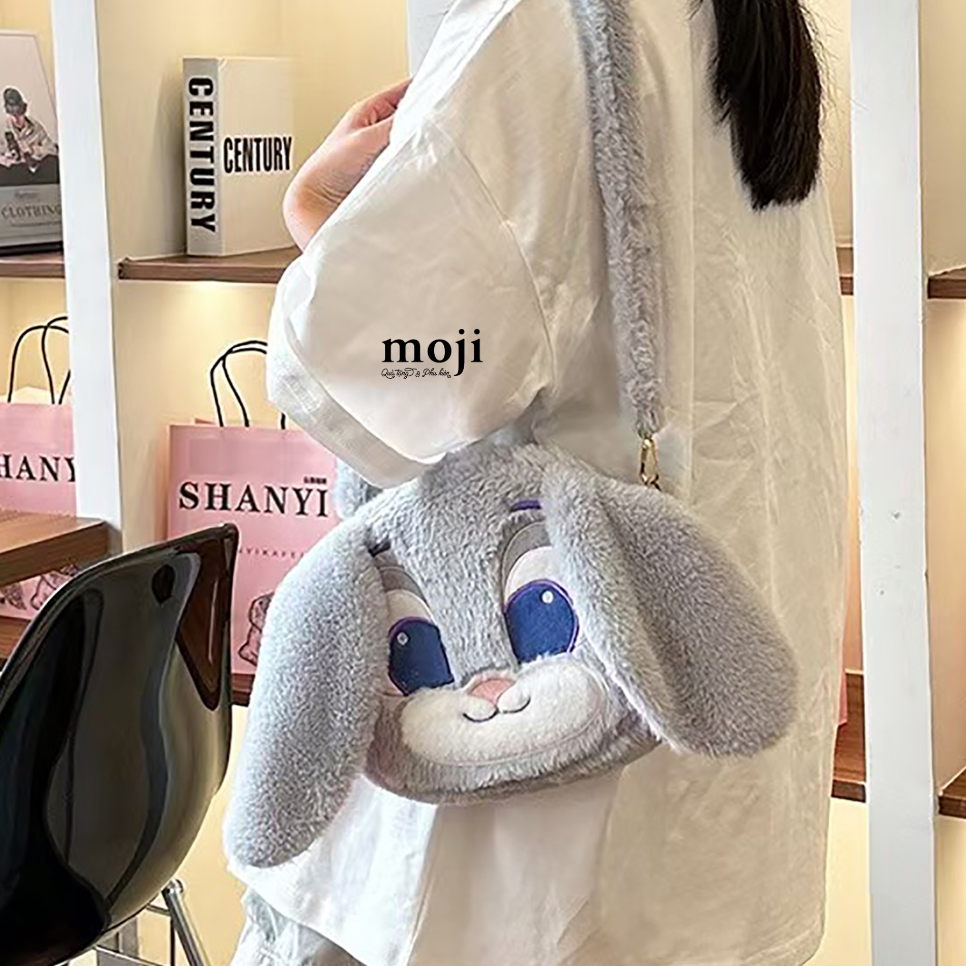 B.21 Túi đeo gấu bông Zootopia Judy face tai dài mũi nổi 5x18x23