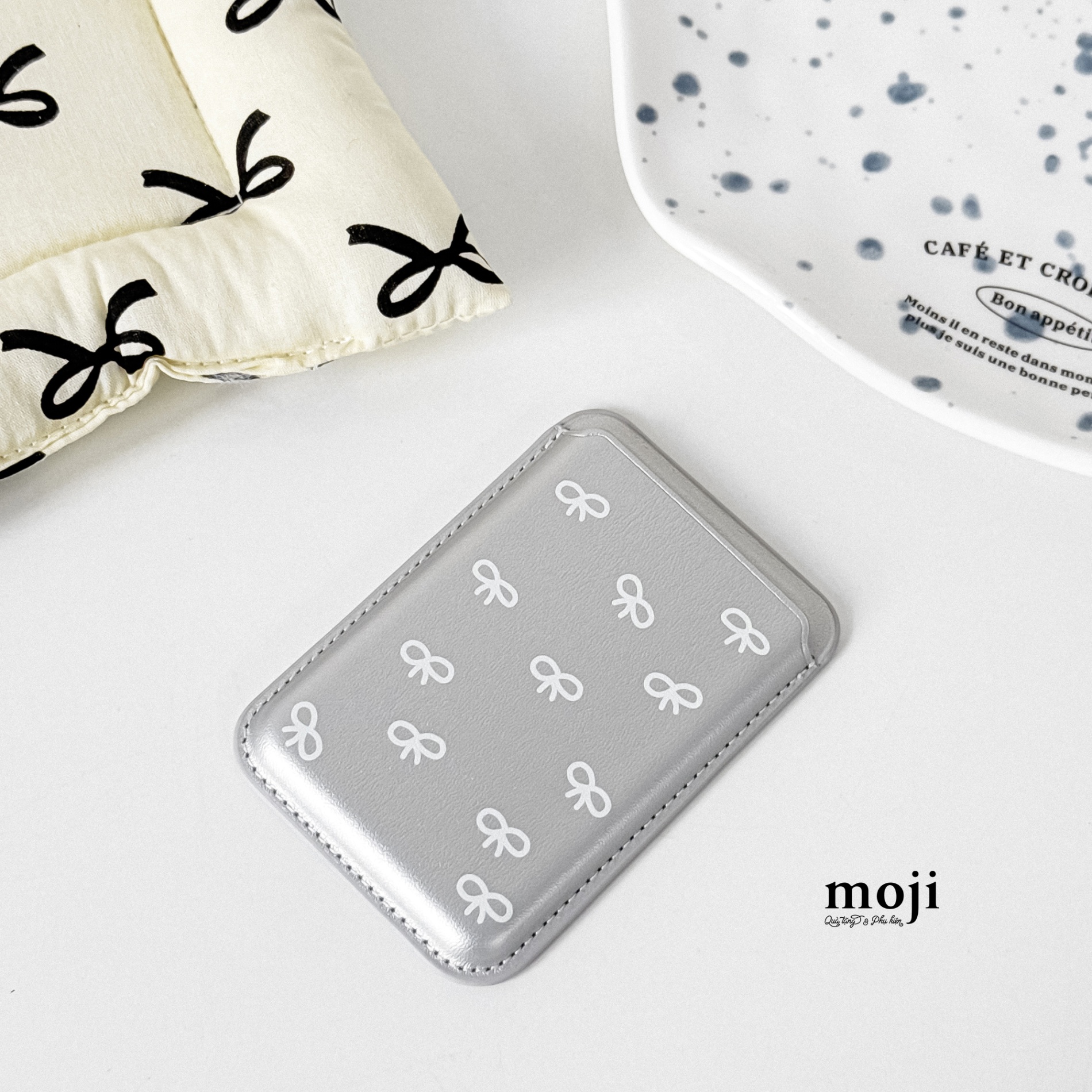 Ví da magsafe Silver bow nơ nhỏ 6x9