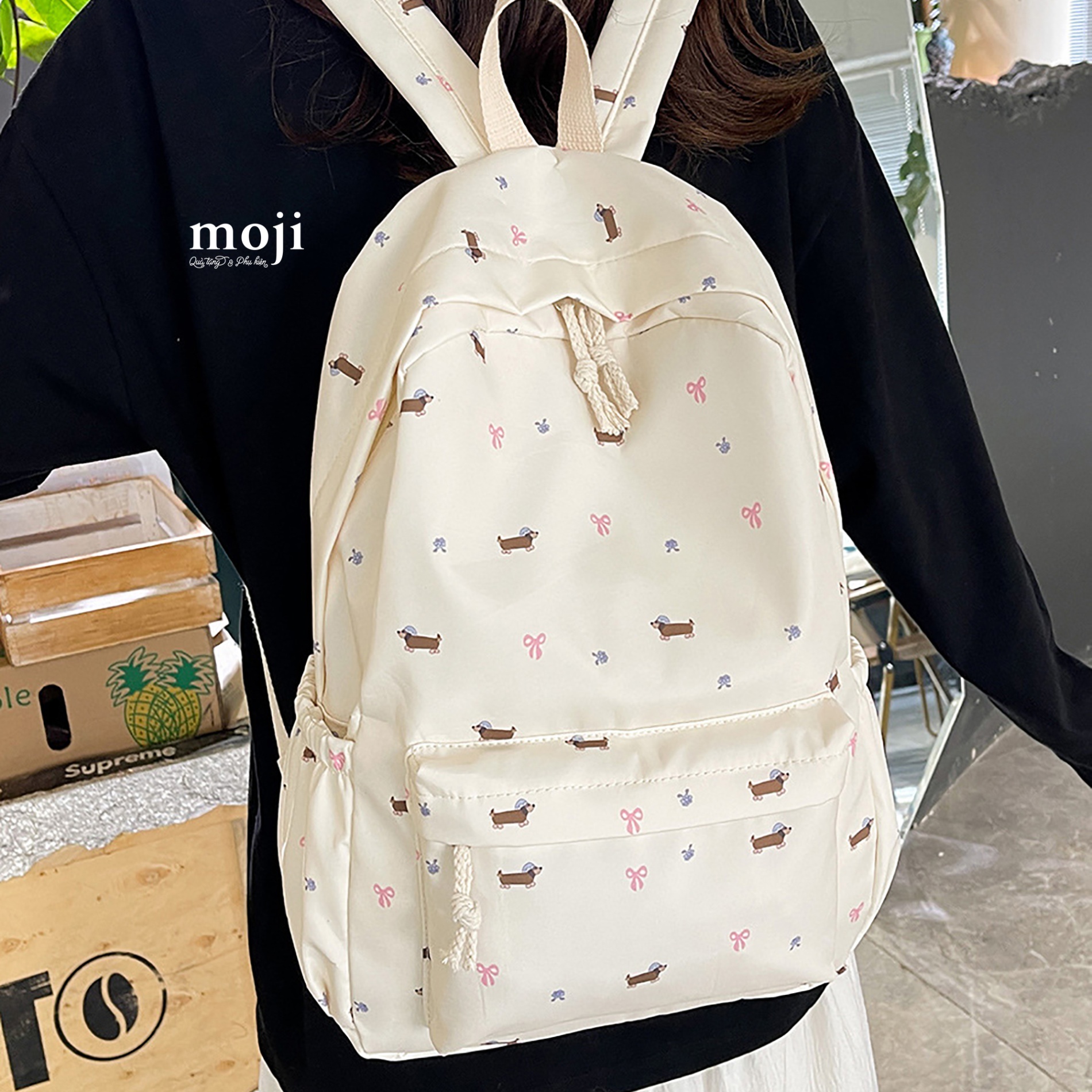 B.110 Balo vải Bow nơ dachshund one color 30x40