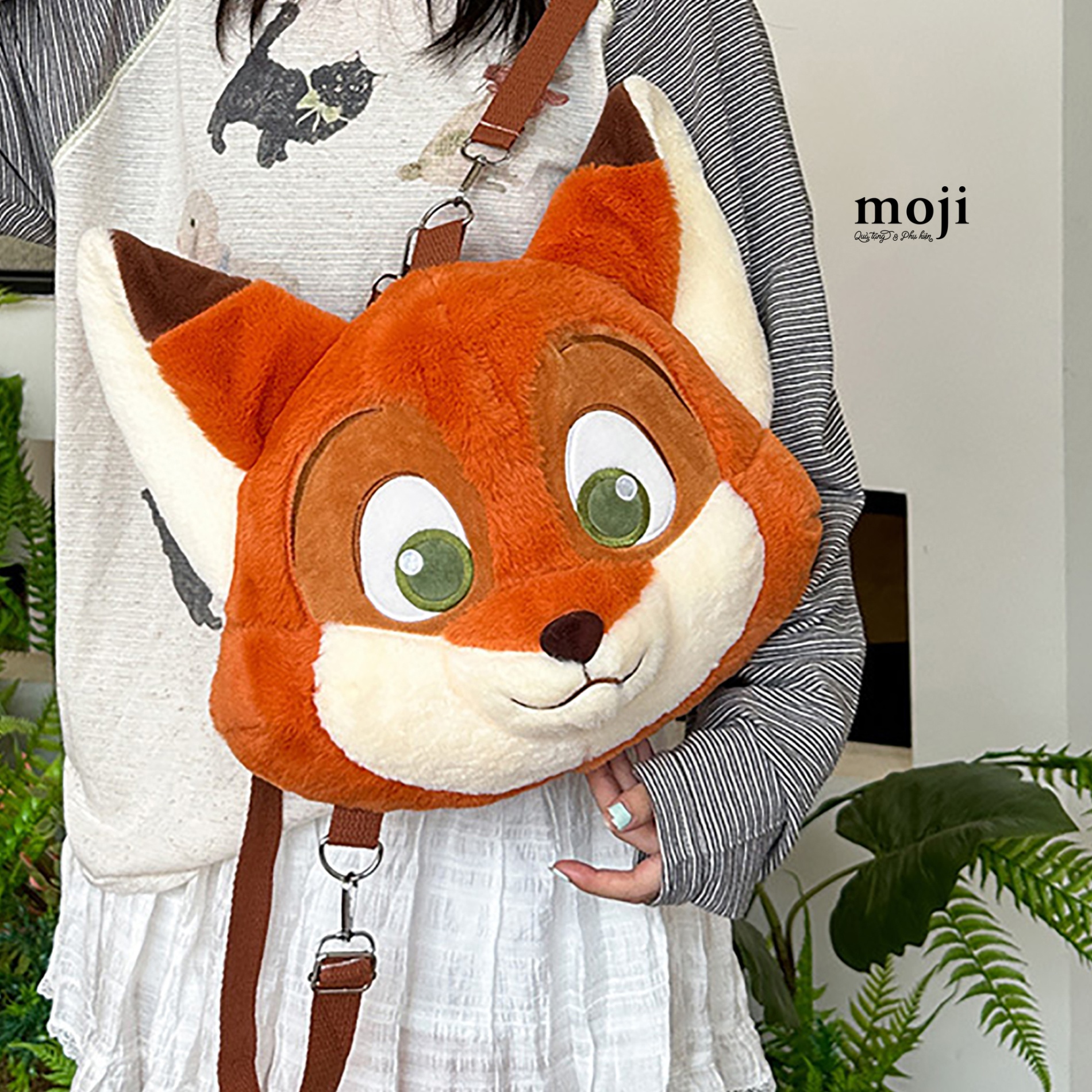 B.12 Balo gấu bông Zootopia Nick face tai nhọn mũi nổi 25x32