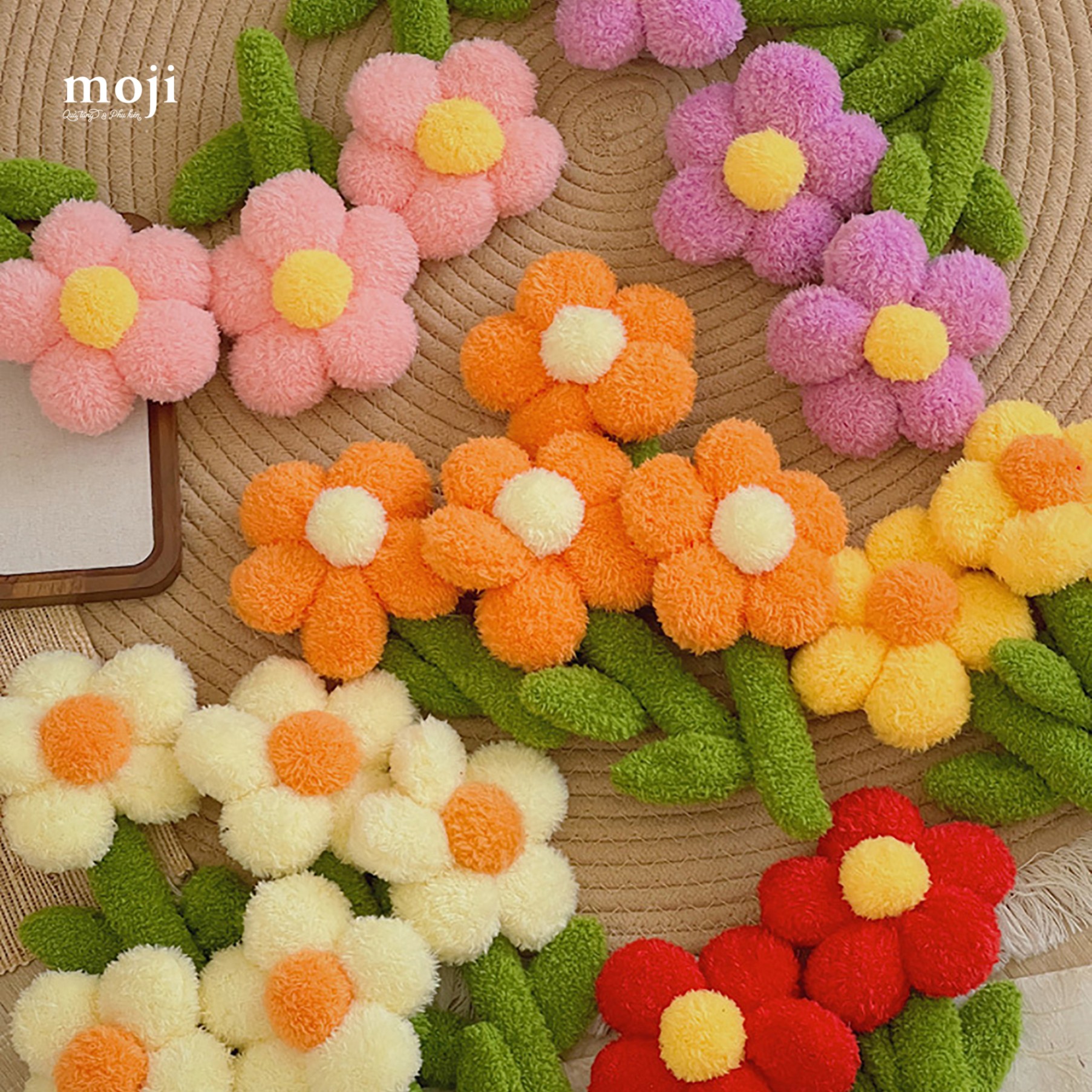 Hoa vải lẻ lông xù Basic flower 19cm