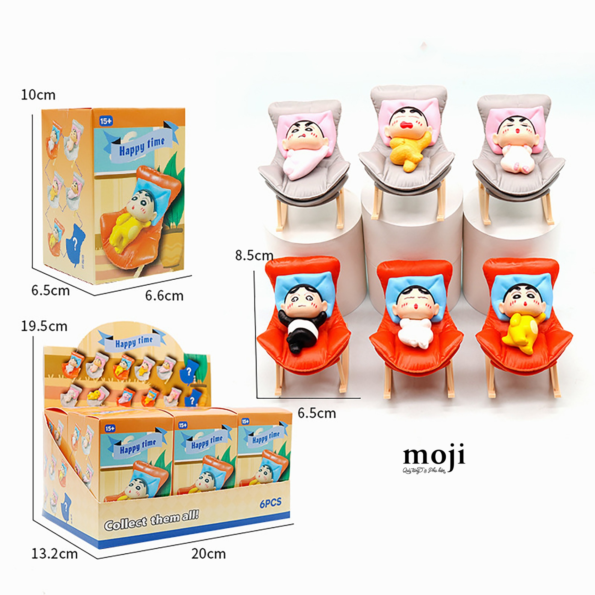 B.080 Blindbox tượng Crayon Shinchan lounge chair happy time