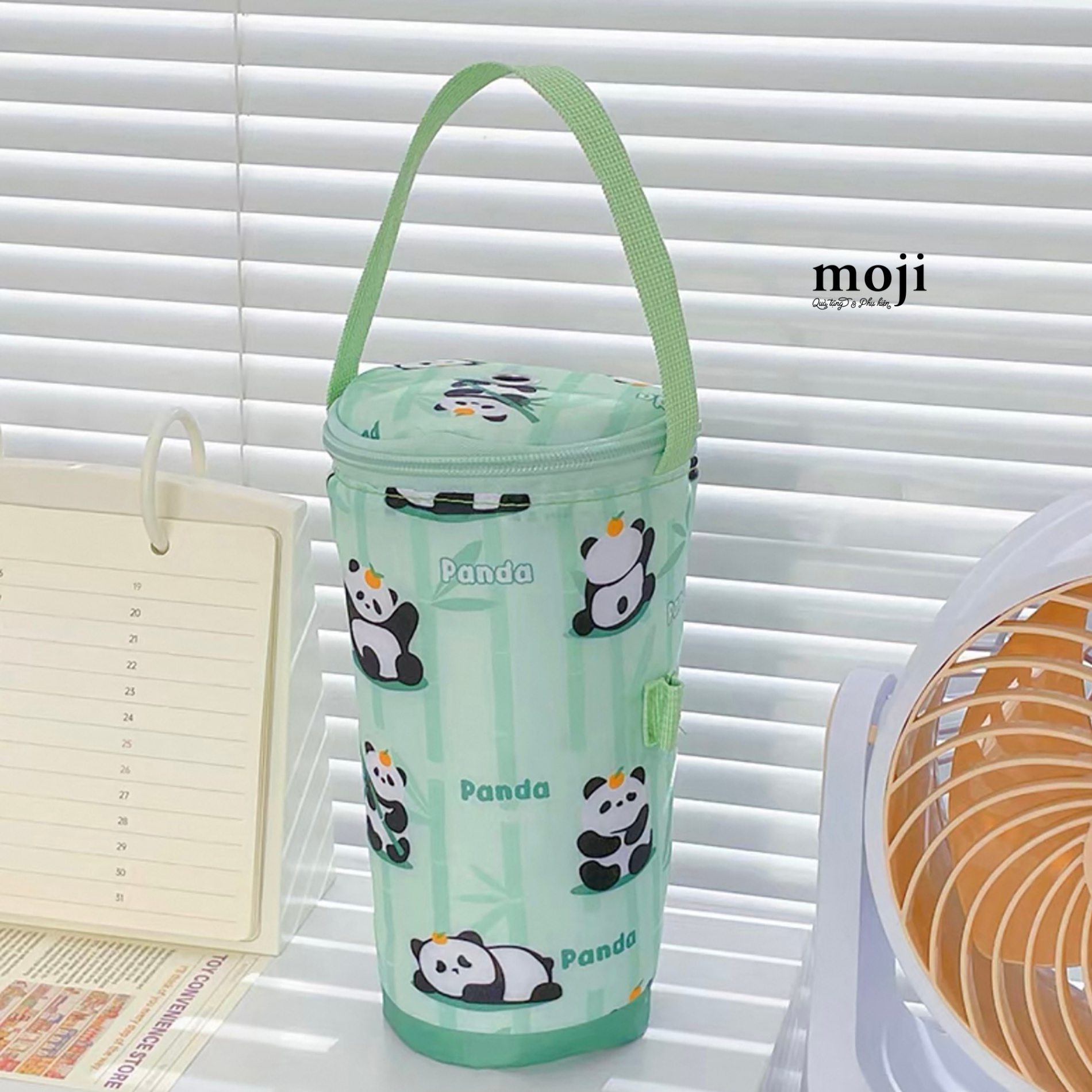 Túi đựng bình nước giữ nhiệt Panda bear đội fruit 7x20