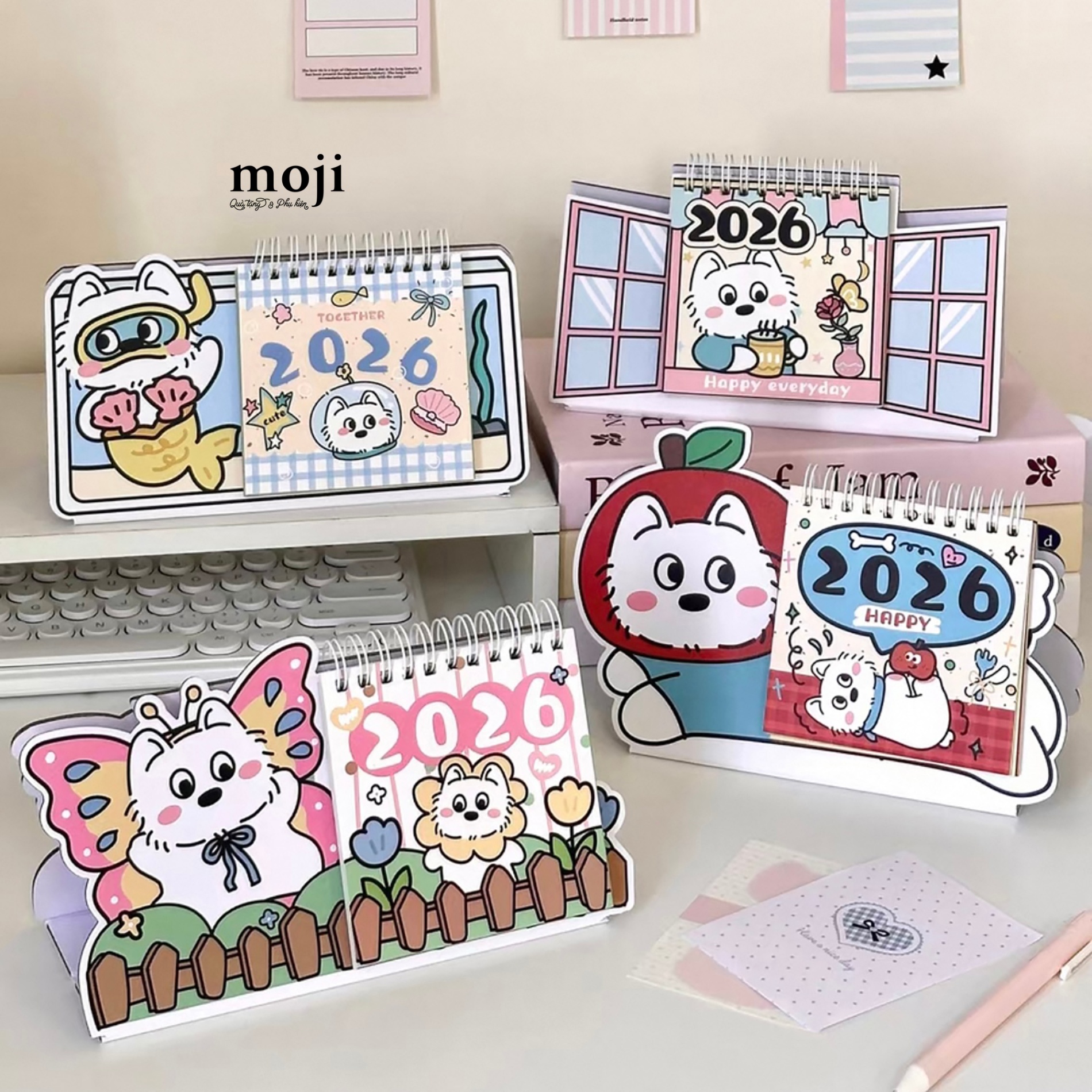 Lịch 2026 MJ để bàn Cute dog cosplay others cắt hình 14x20