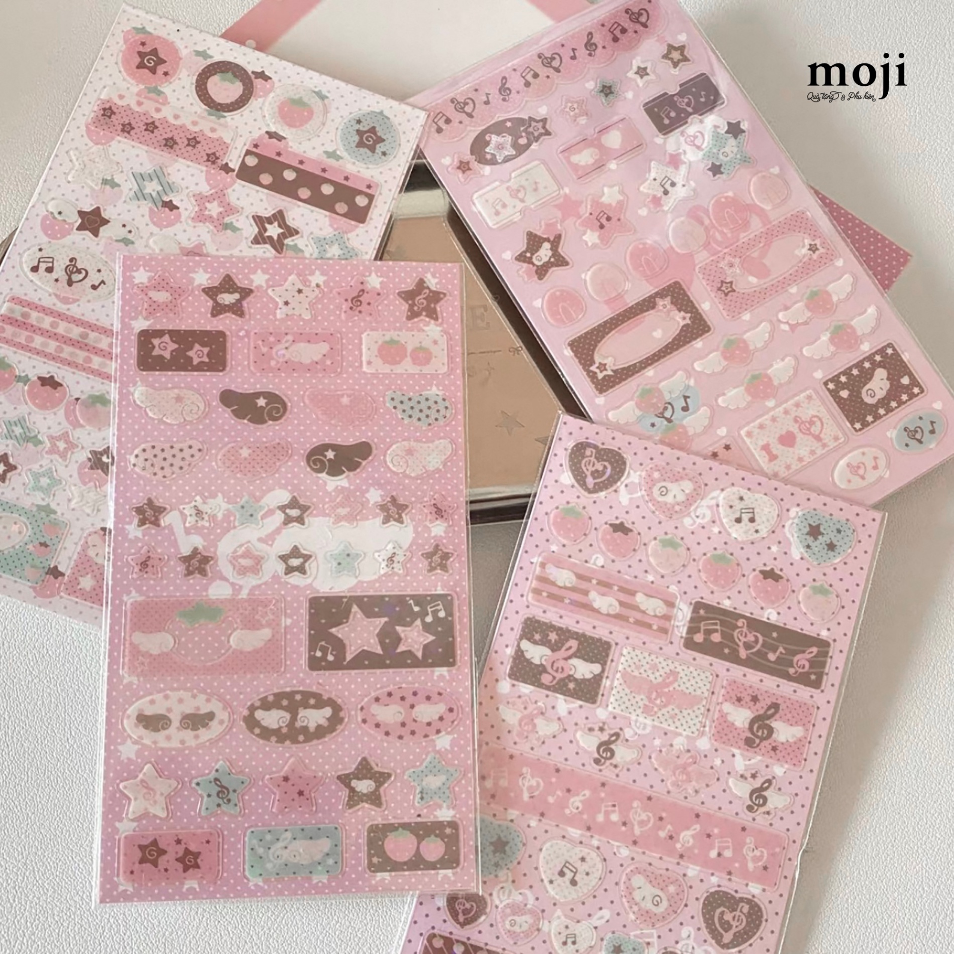 Sticker bảng MJ Fruit strawberry star trái tim nốt nhạc