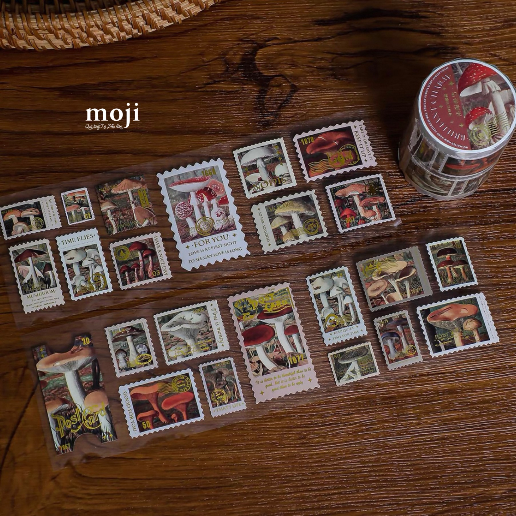 Sticker cuộn Mushroom vintage postcard 2mx550mm