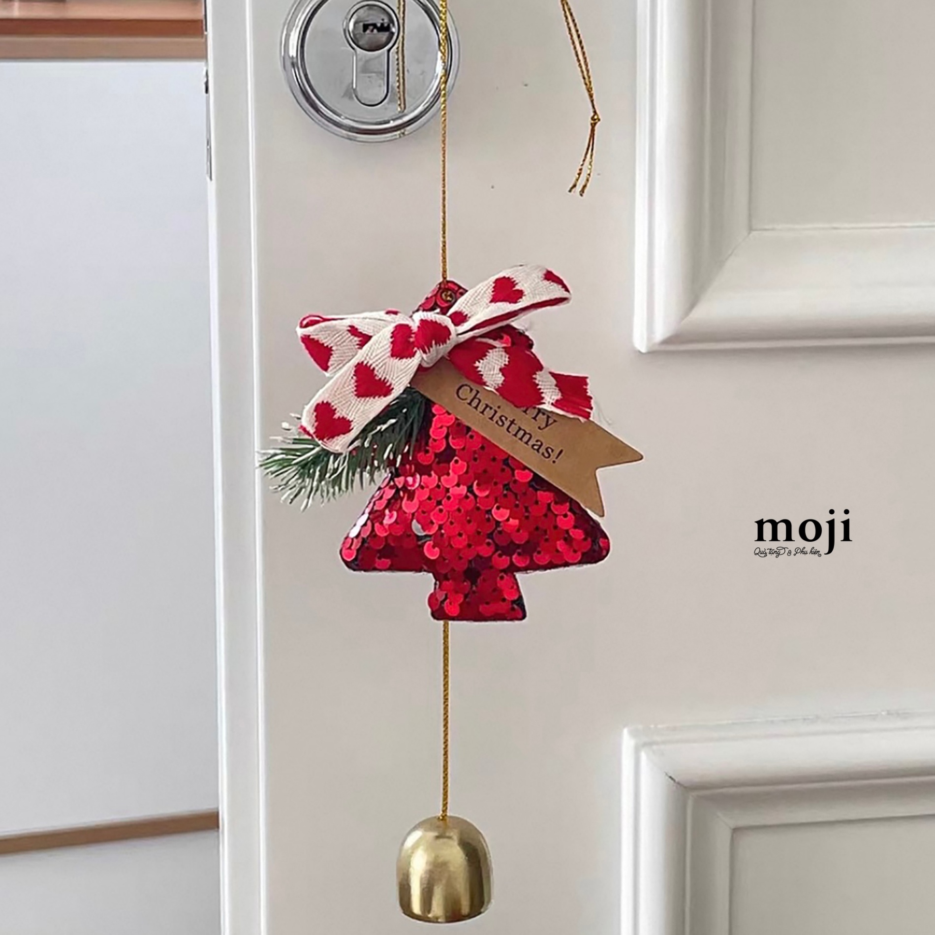 Móc treo trang trí Xmas Blink christmas tree thắt nơ tim thả chuông