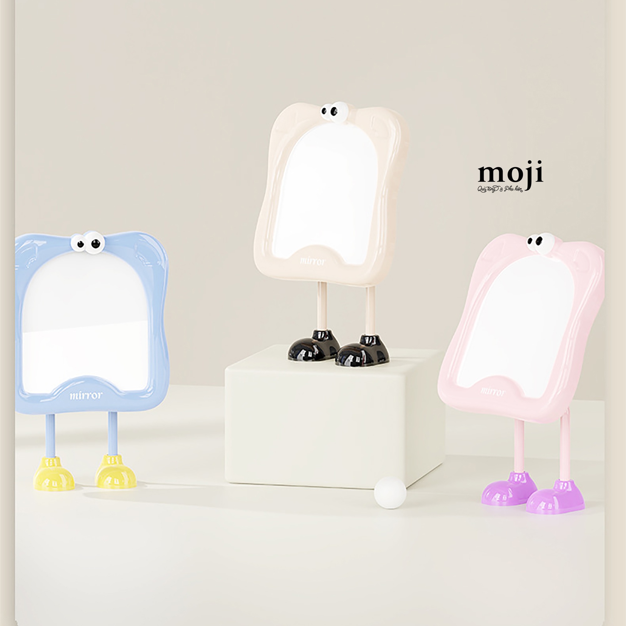 Gương để bàn Big eyes chân phối màu 14x20cm