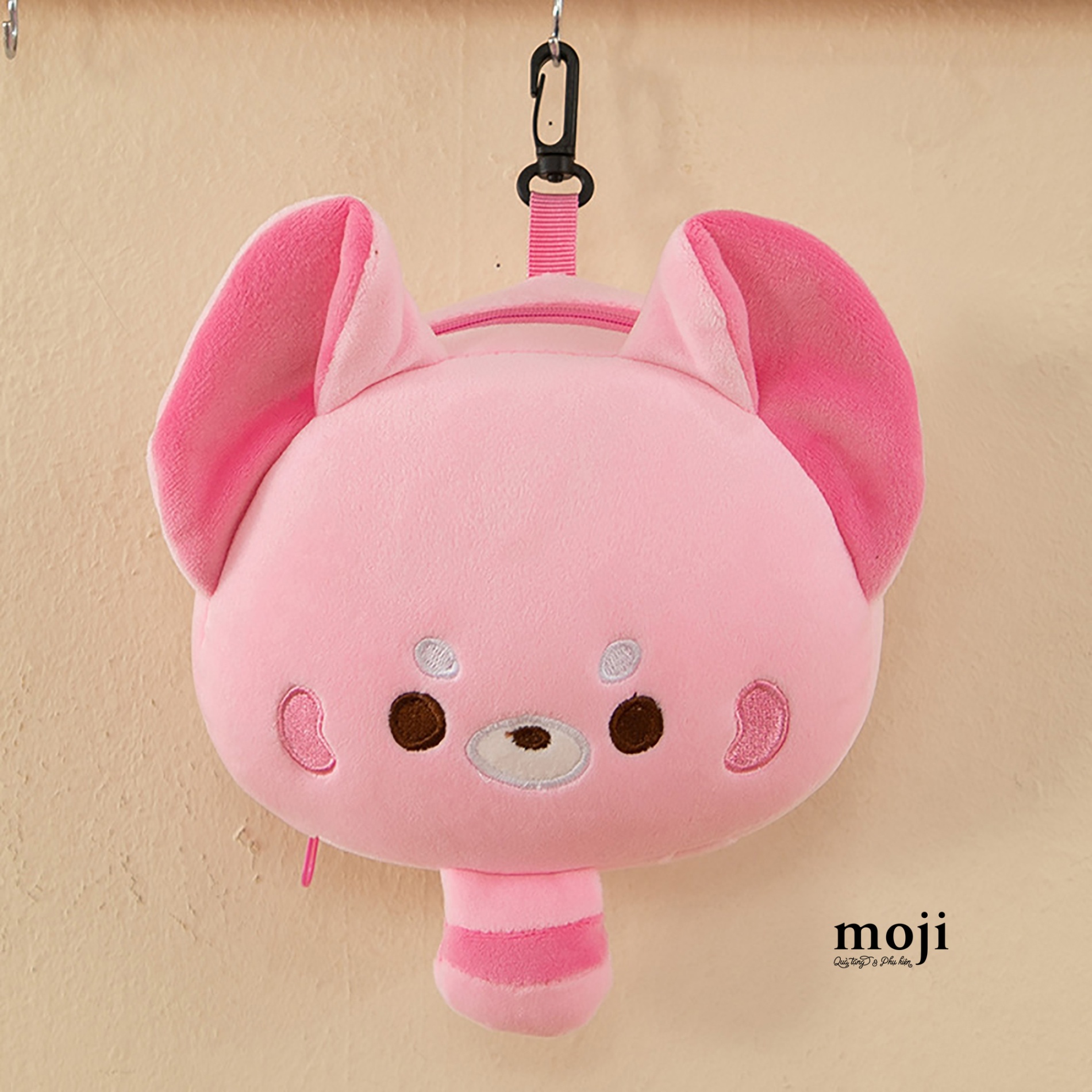 A.716 Gối kê cổ kèm bịt mắt gấp gọn Pink panda có đuôi