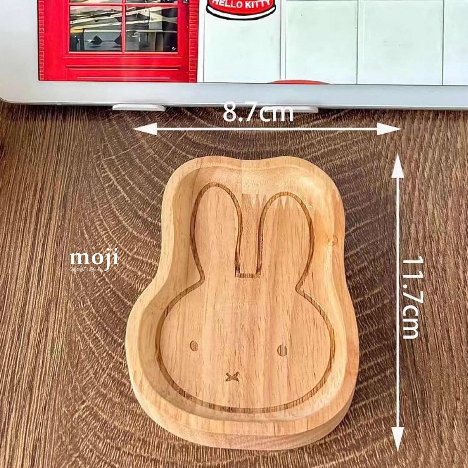 Khay đĩa gỗ mini Miffy Rabbit face cắt hình 8x11