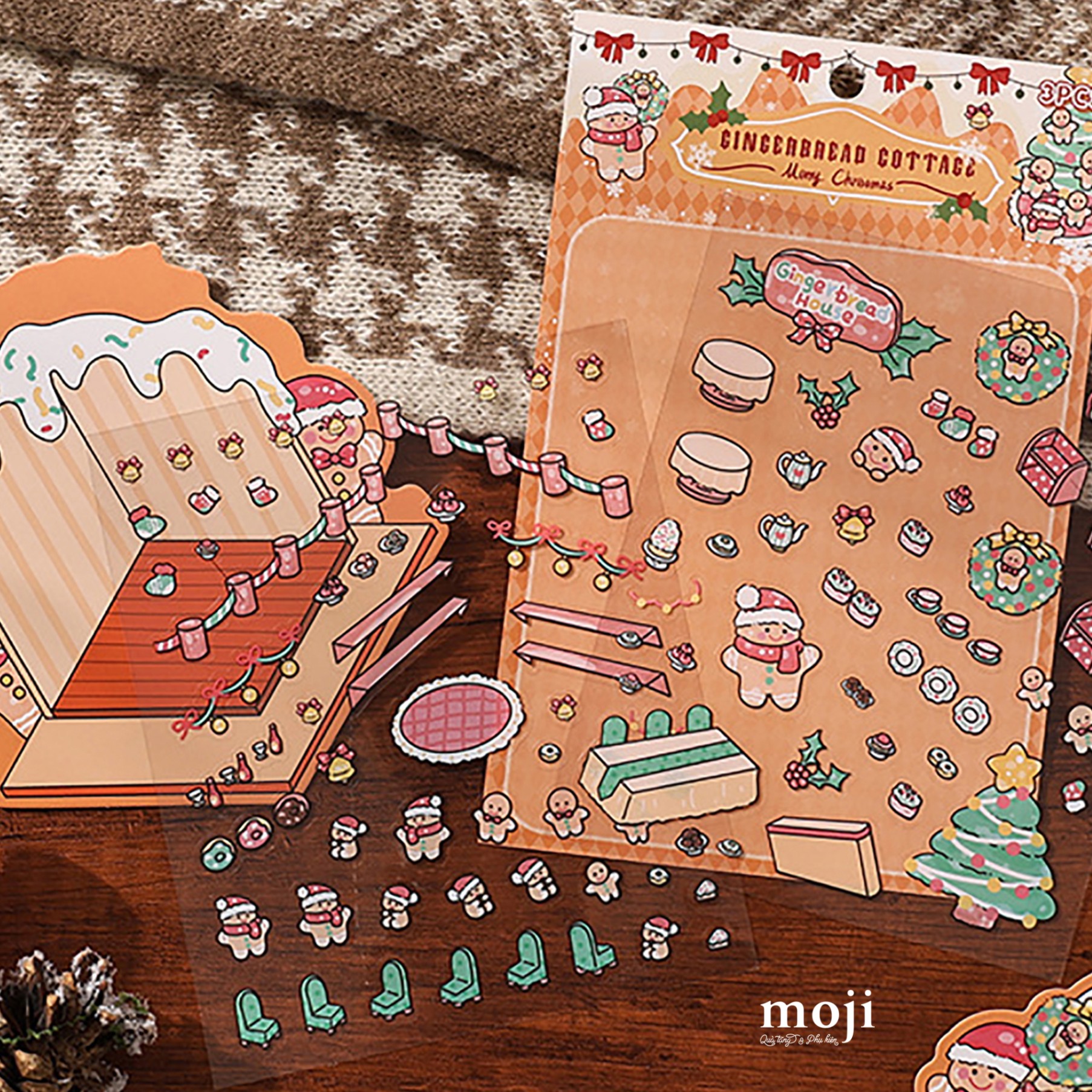 A.721 Sticker build Xmas gingerbread hut set3