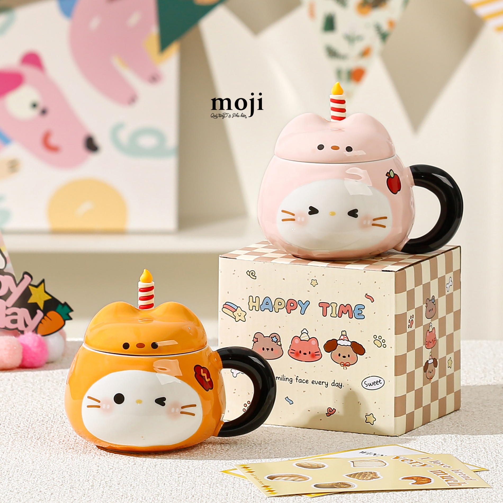 A.10 Ly cốc Cat face candle 400ml