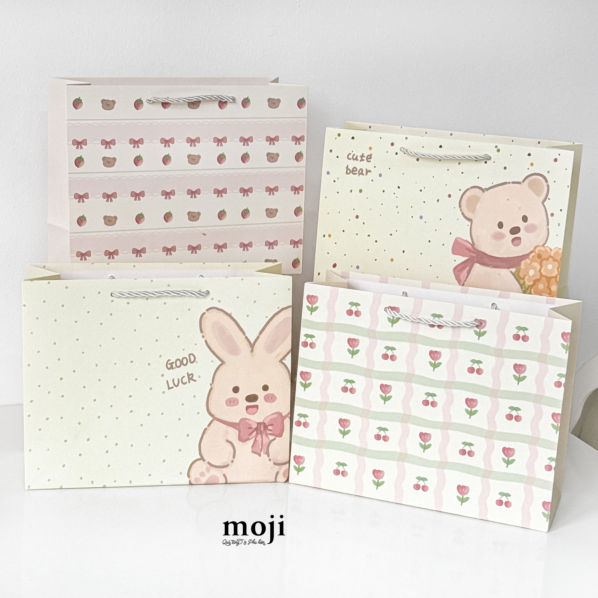 Bao túi quà Baby bear rabbit bow fruit flower 11x25x32