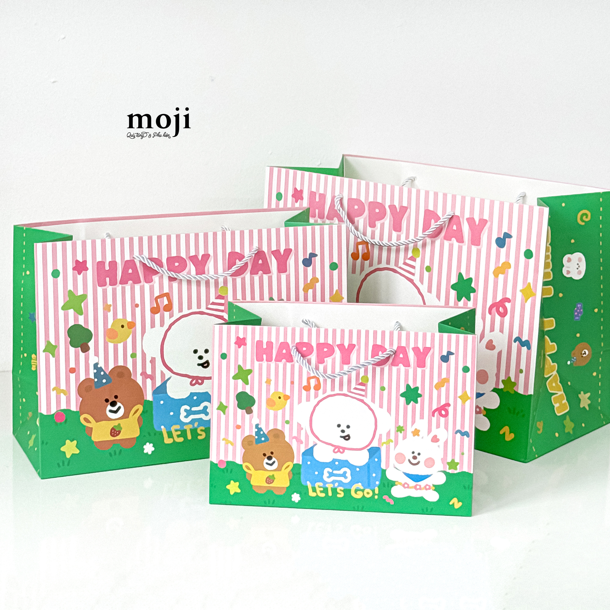 Bao túi quà Cute animal happy day party bãi cỏ 14x23x32