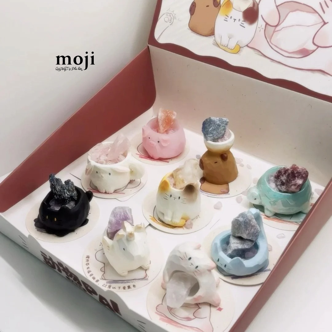 Blindbox hũ đá khuếch tán tinh dầu Cute animal hình khối