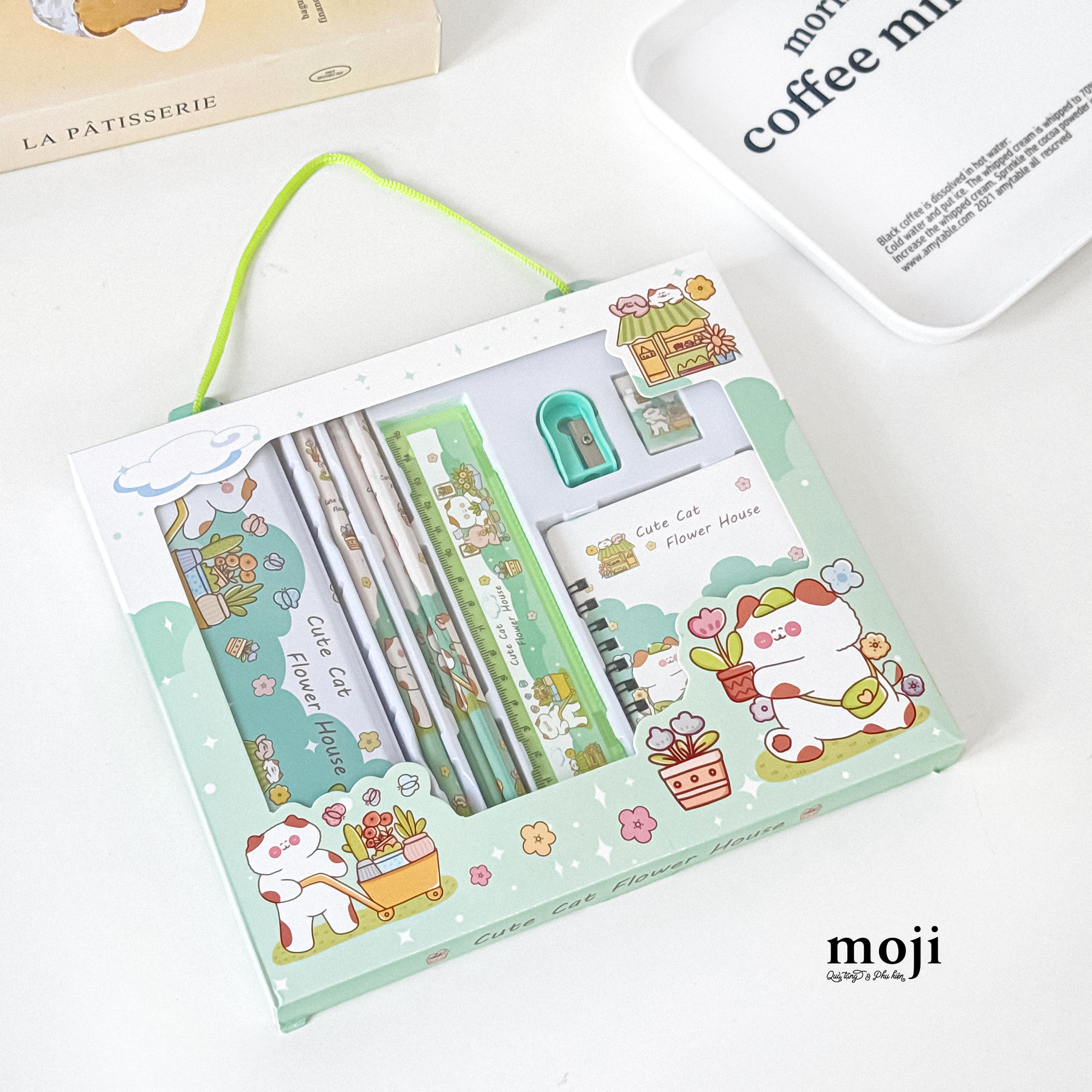 Bộ dụng cụ học tập Cute cat flower house sationery set8