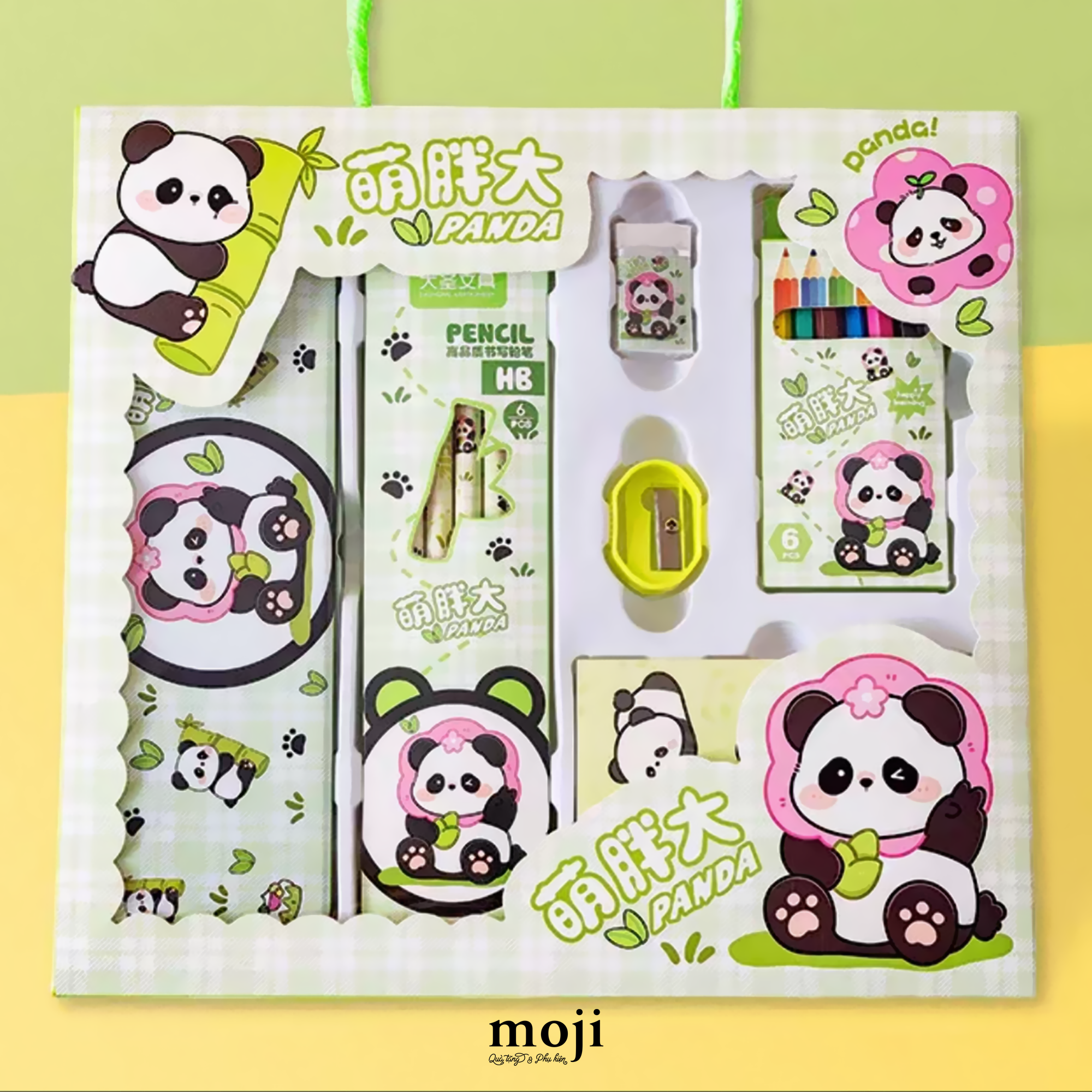 Bộ dụng cụ học tập Gấu trúc Panda bear bamboo flower set6
