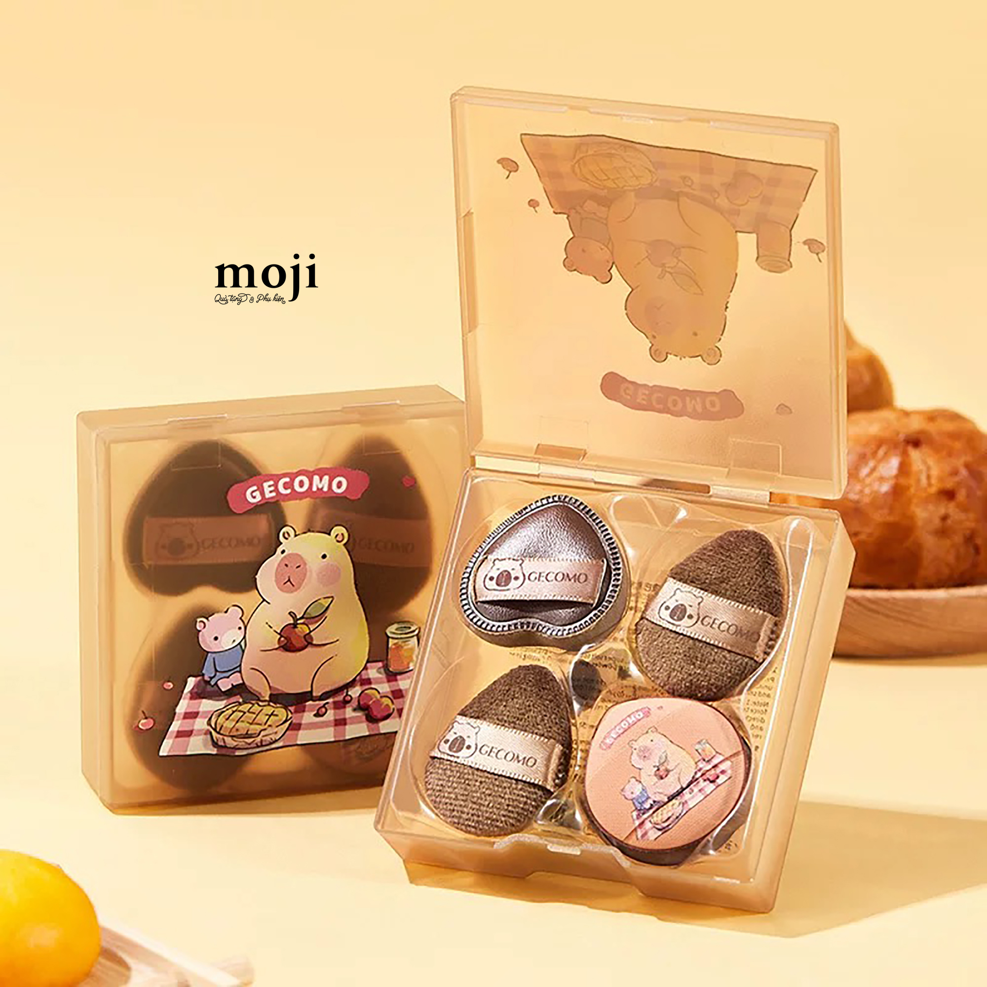 Bông phấn trang điểm Capybara picnic set4