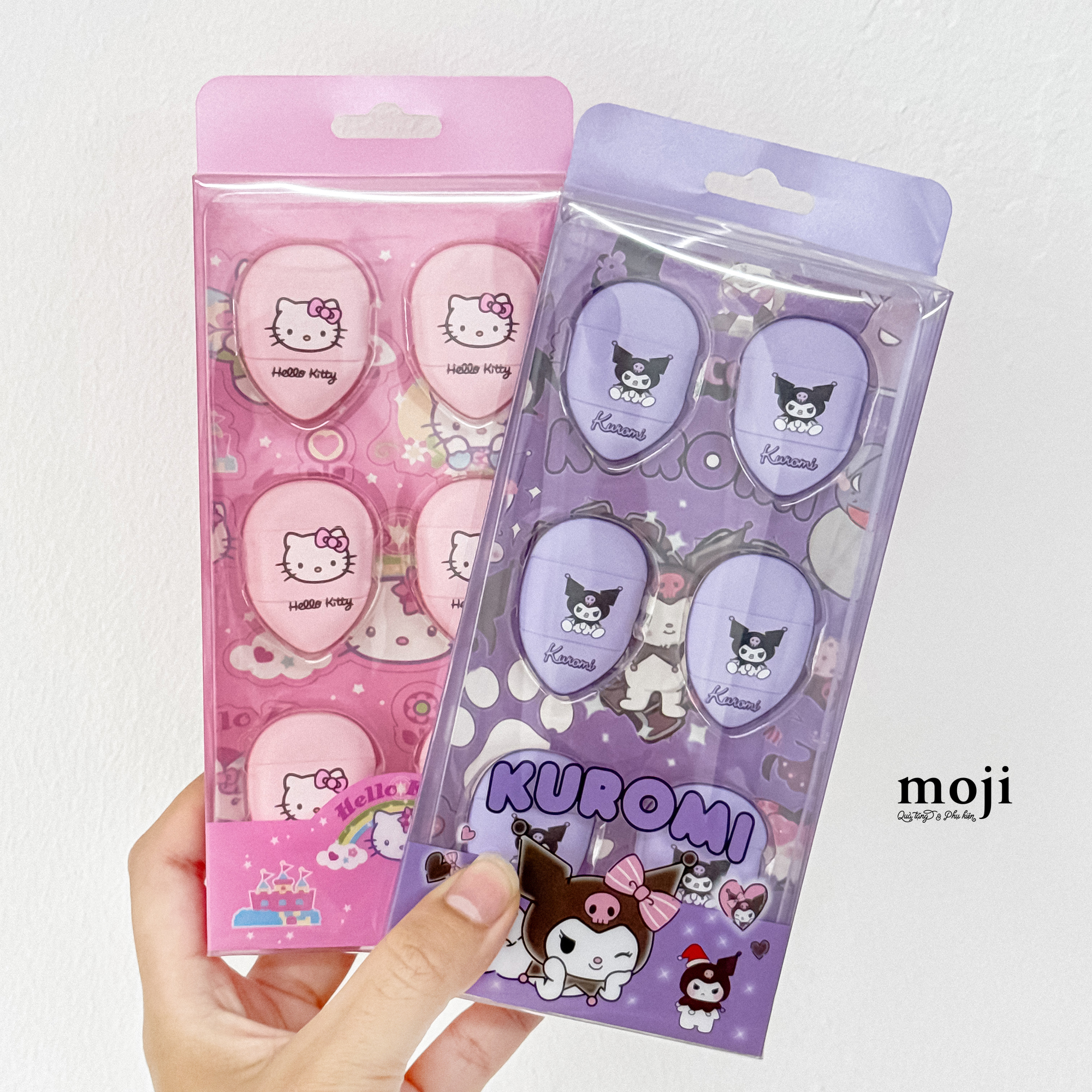 Bông phấn trang điểm Sanrio family nền màu set6