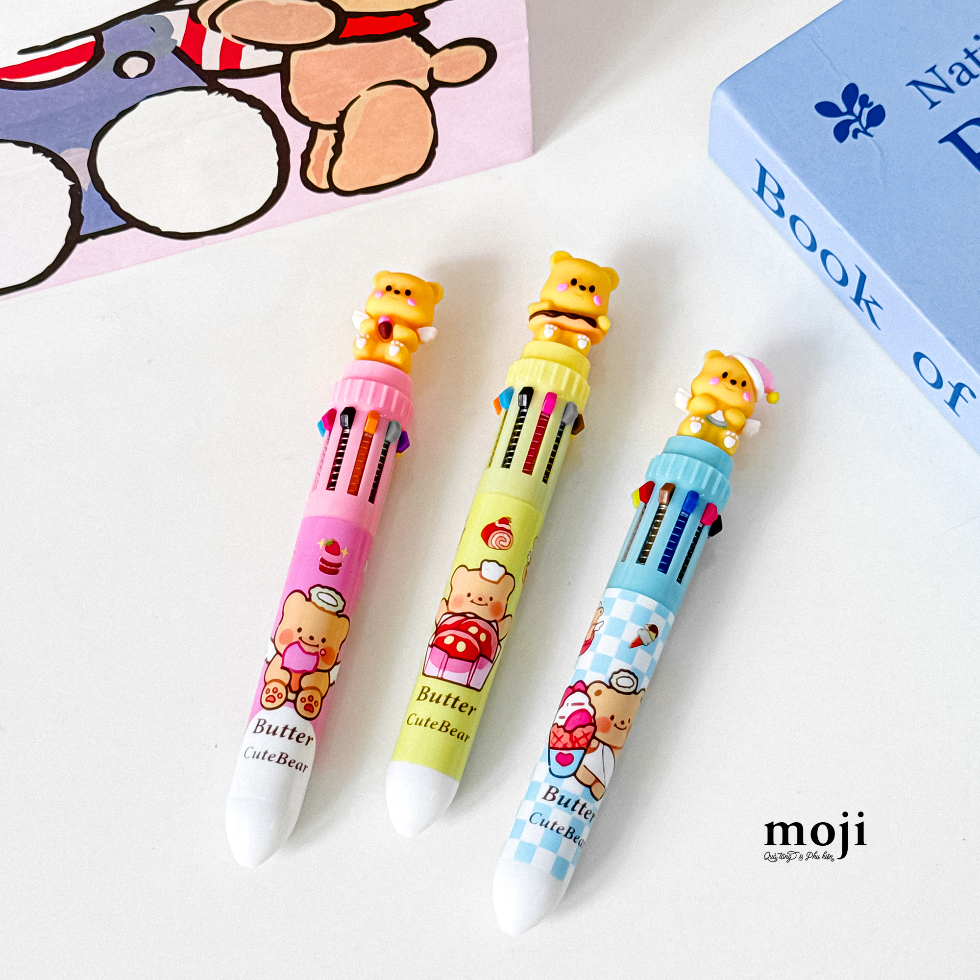 Bút bi bấm nhiều màu Butter bear angel đầu bếp