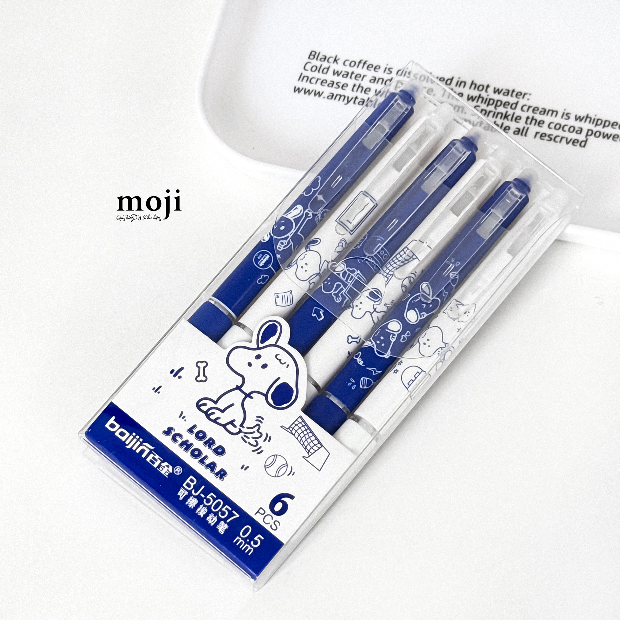 Bút gel set6 mực xanh xóa được Snoopy Charlie Brown Peanuts lord scholard