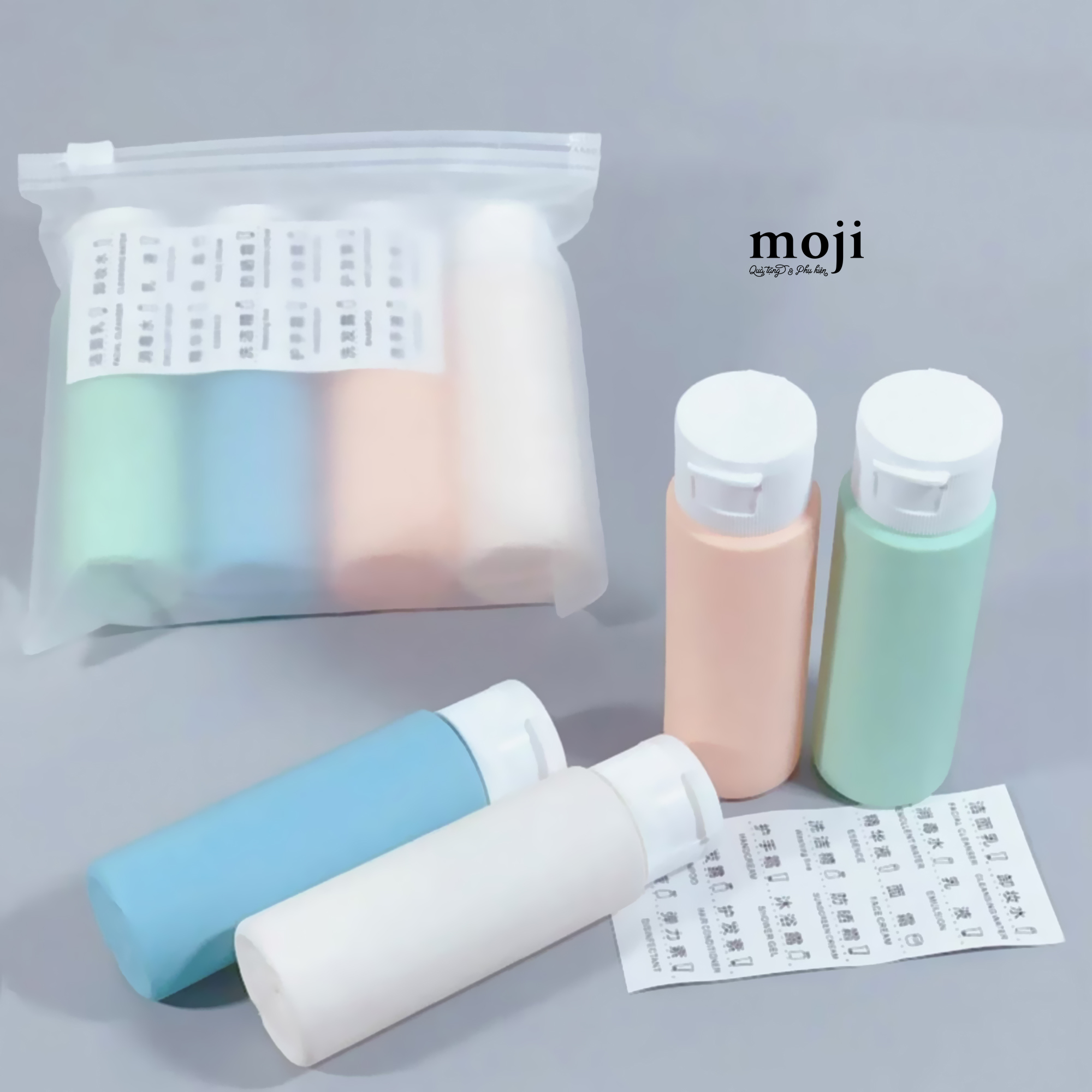 Chiết mỹ phẩm nắp bật Basic color dáng trụ 50ml set4