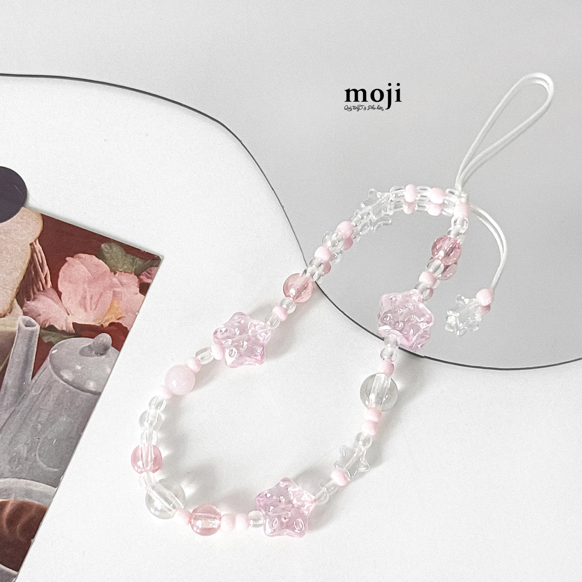Dây đeo điện thoại Star ngôi sao hạt tròn trong suốt