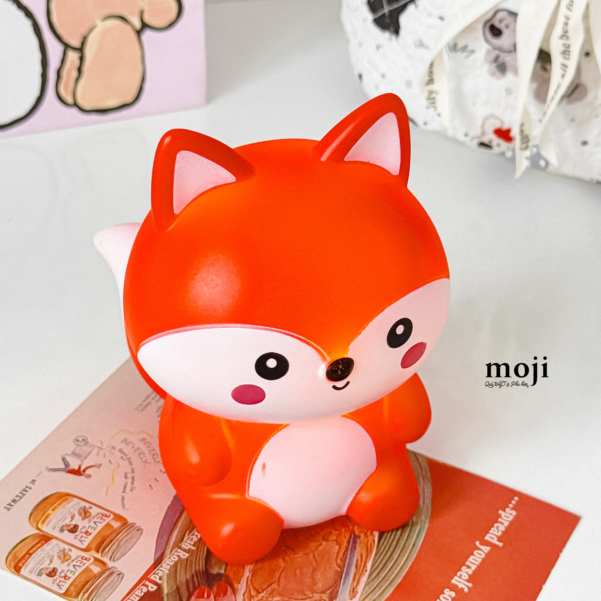 Đèn ngủ led Fox cáo má hồng có tai dùng pin 8x12