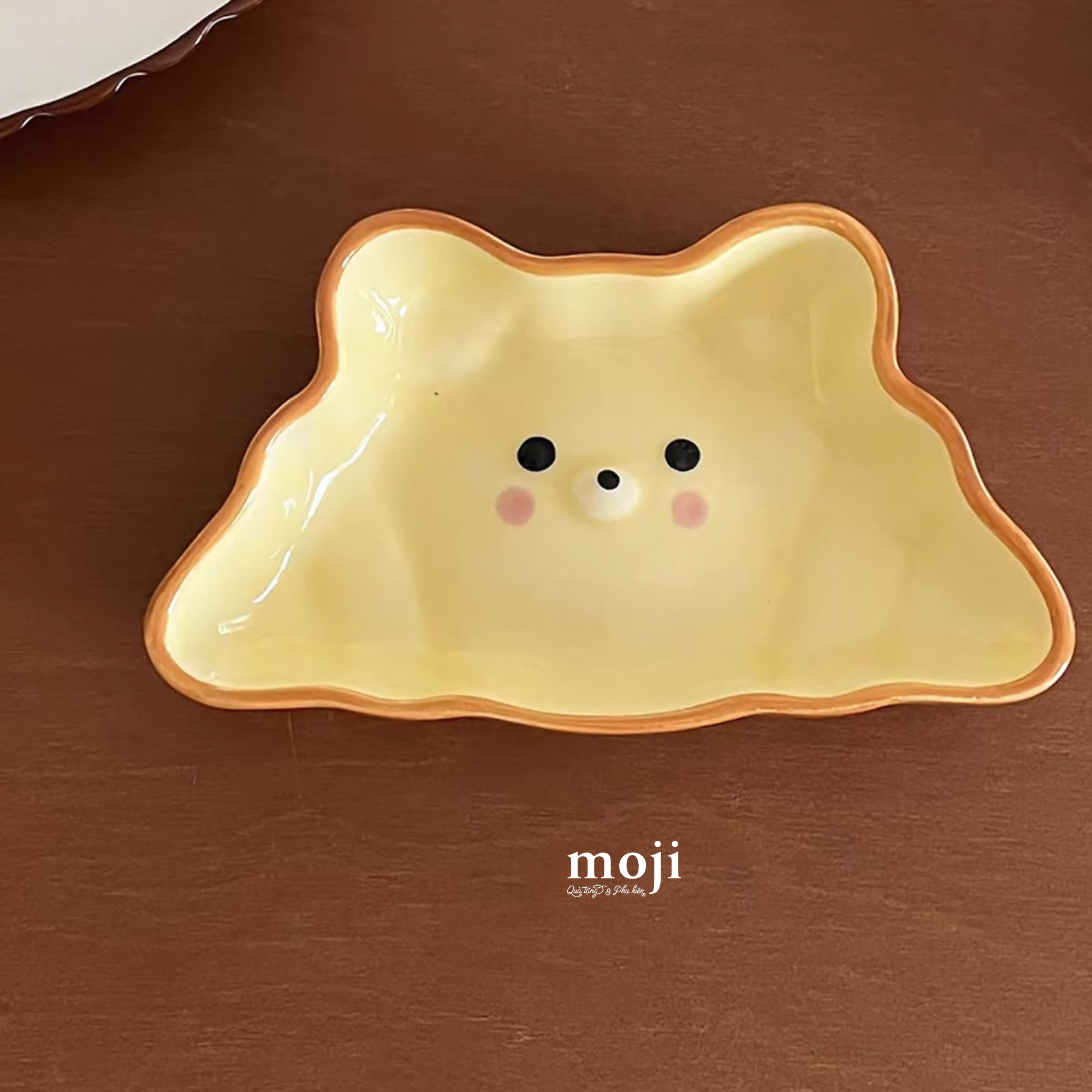 Đĩa gốm sứ mini Baby bear croissant bánh sừng bò 2x7x13