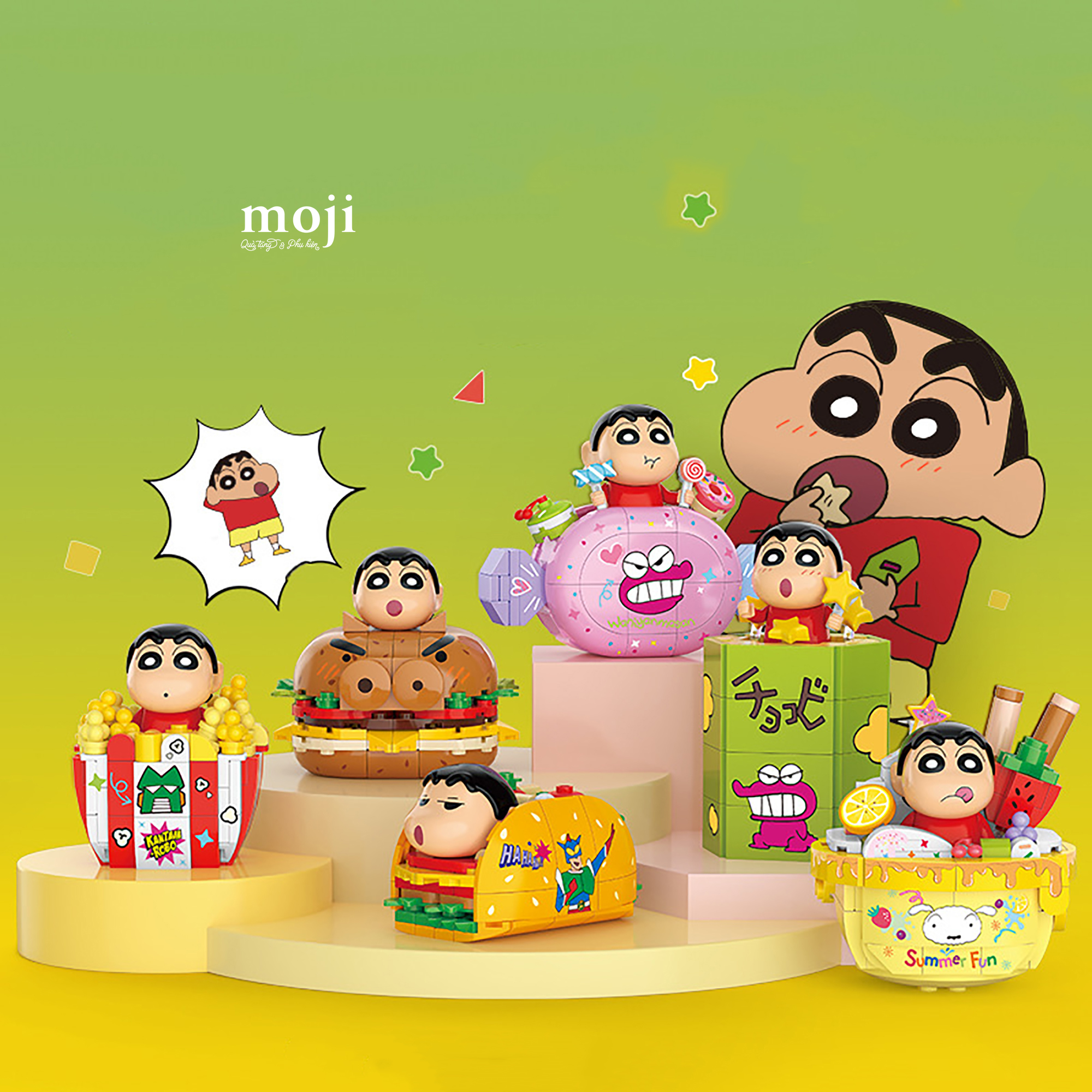 Đồ chơi xếp hình blindbox Shinchan sweet food fast food 4x5x6