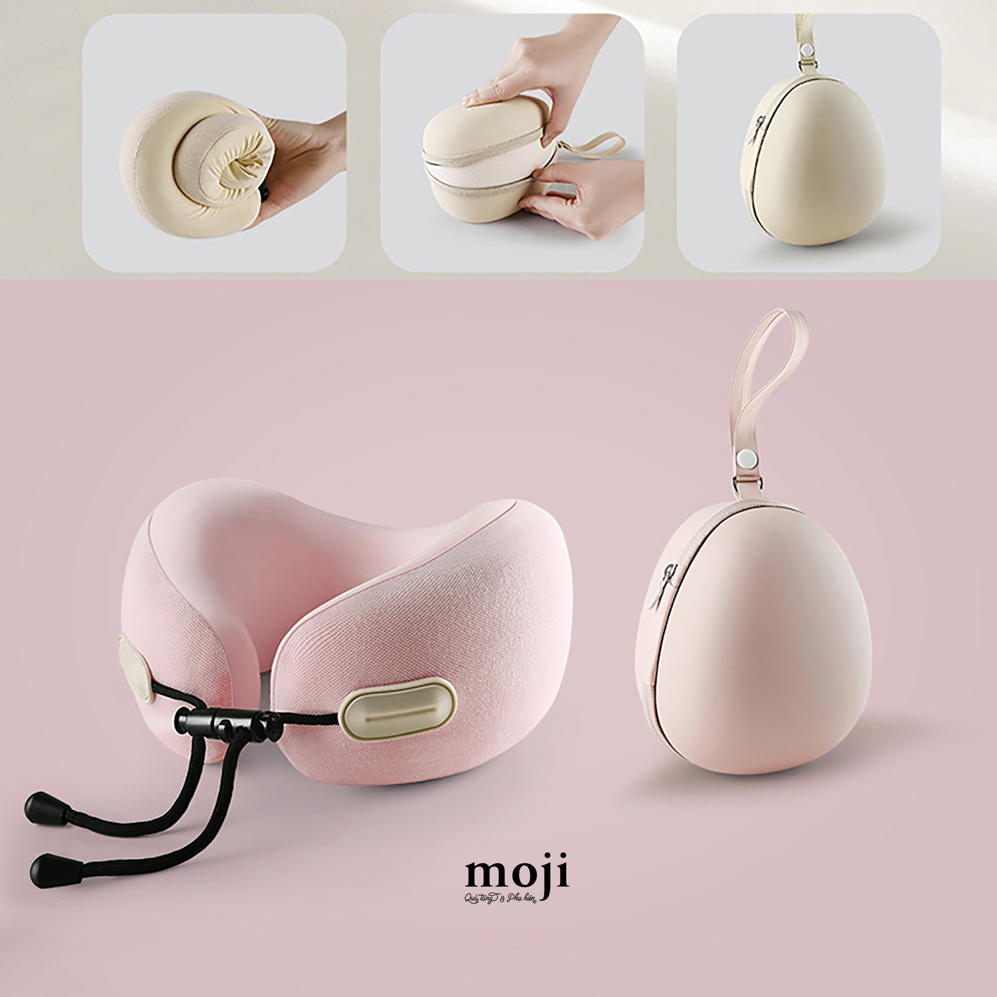 Gấu bông chữ U ruột cao su gấp gọn Basic pink color kèm hộp