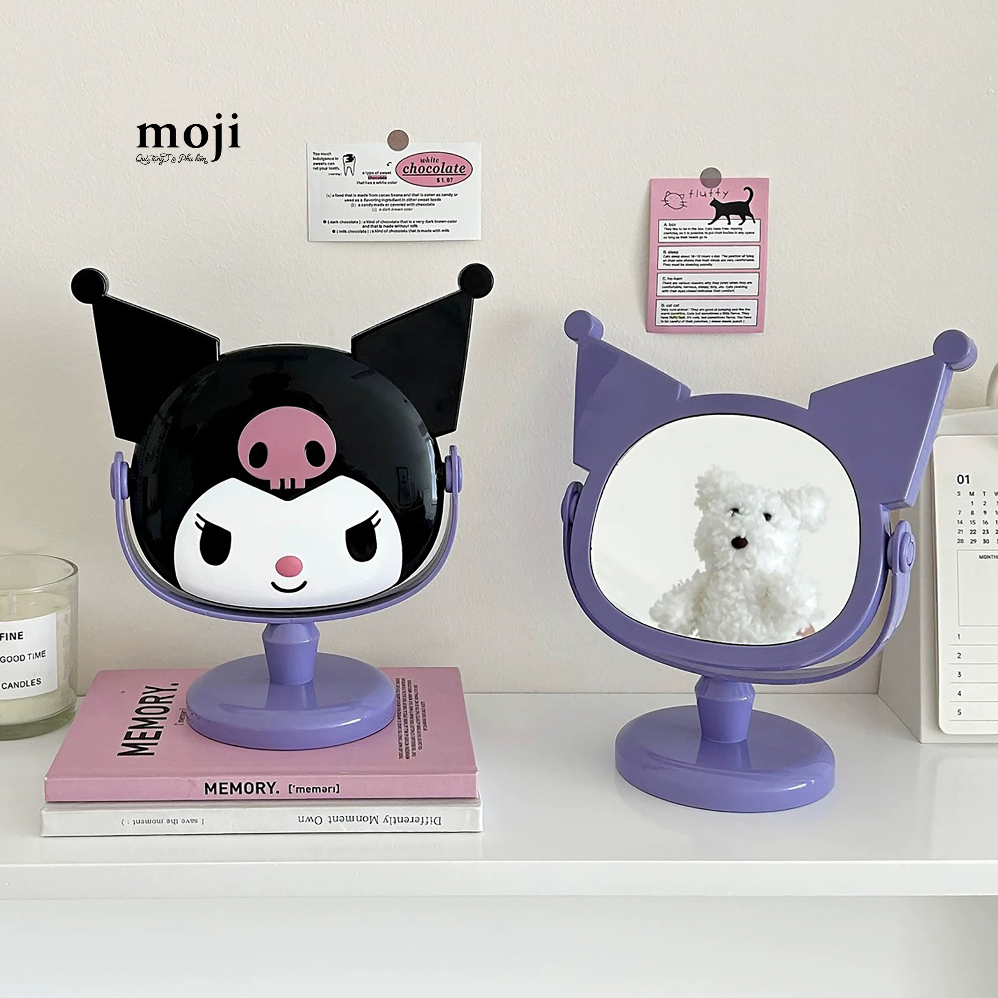 Gương để bàn Sanrio family Kuromi face có tai 20x25