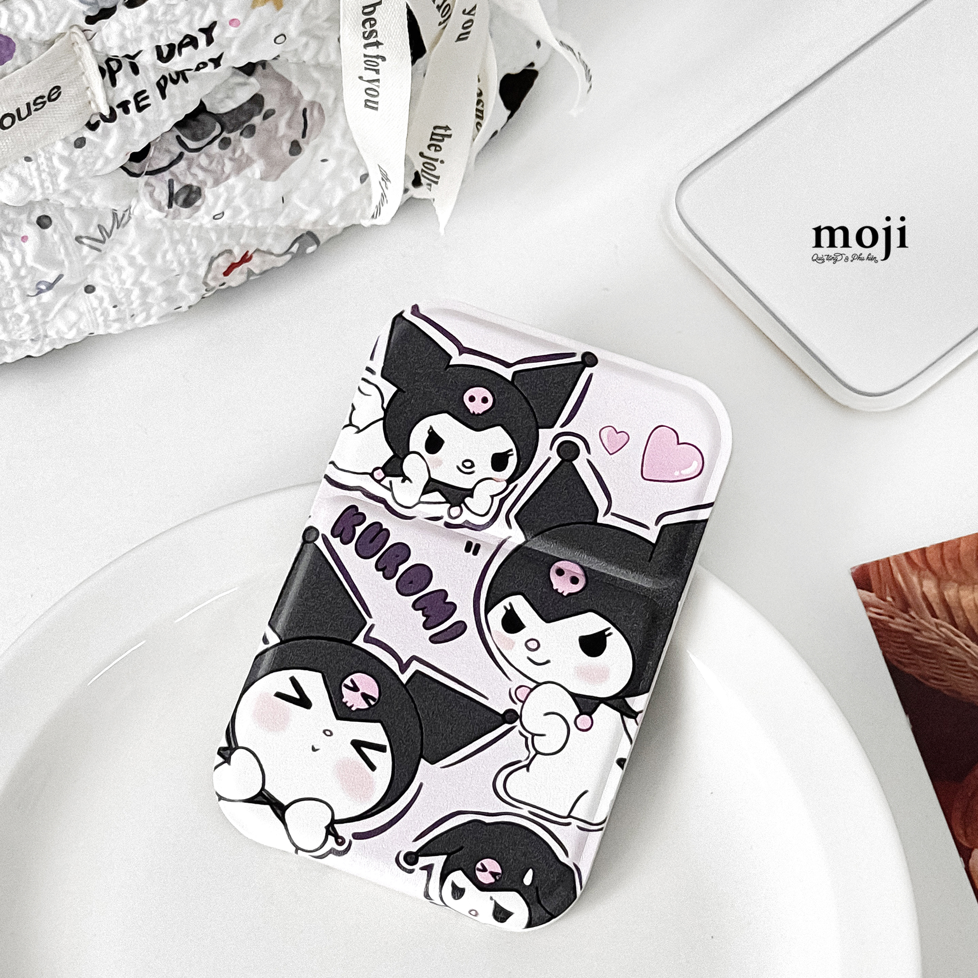 Gương gập để bàn mini Sanrio family má hồng trái tim nhỏ 7x10