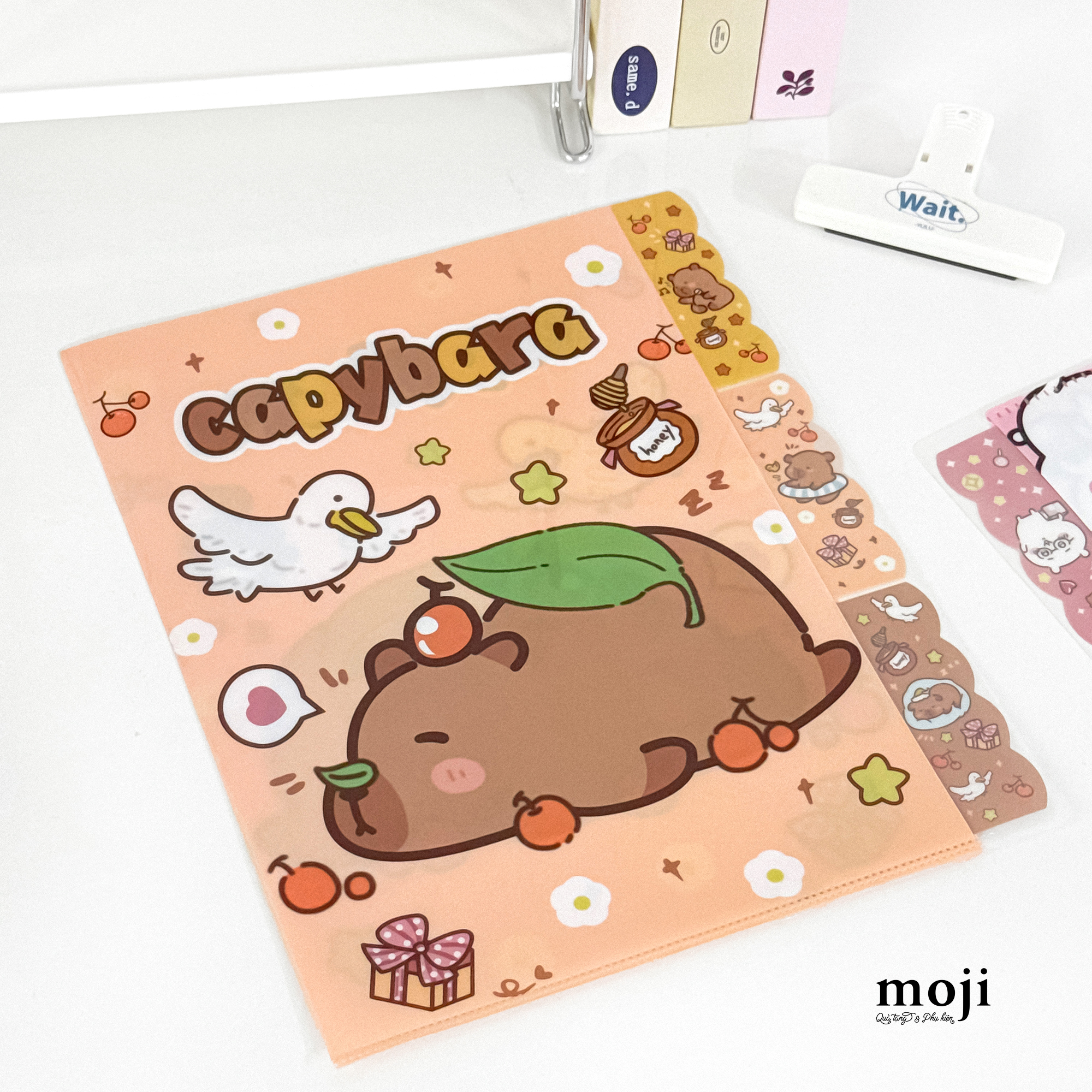 Kẹp tài liệu A4 nhiều ngăn Capybara fruit honey nằm 25x30