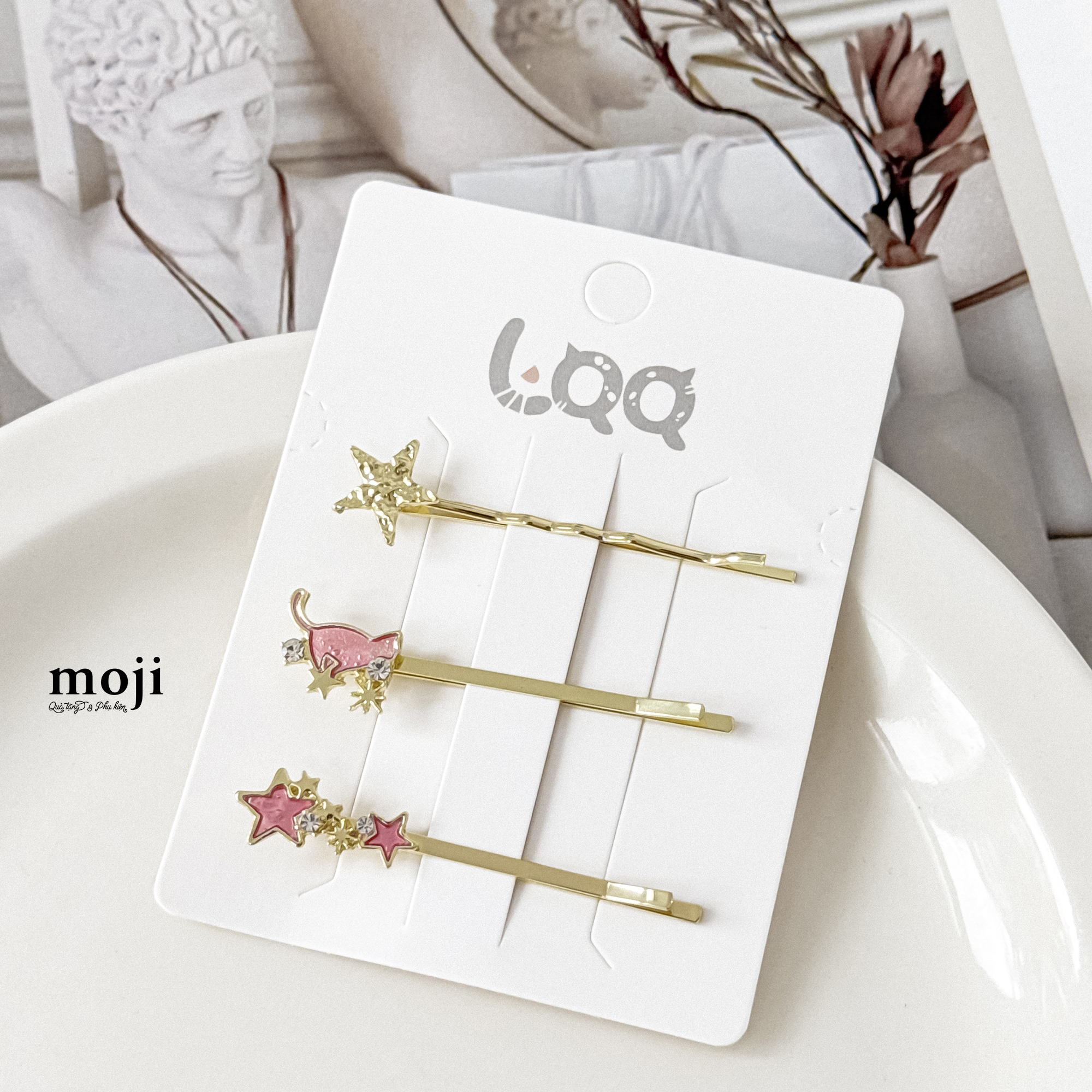 Kẹp tóc kẹp tăm Cat star đính đá set3