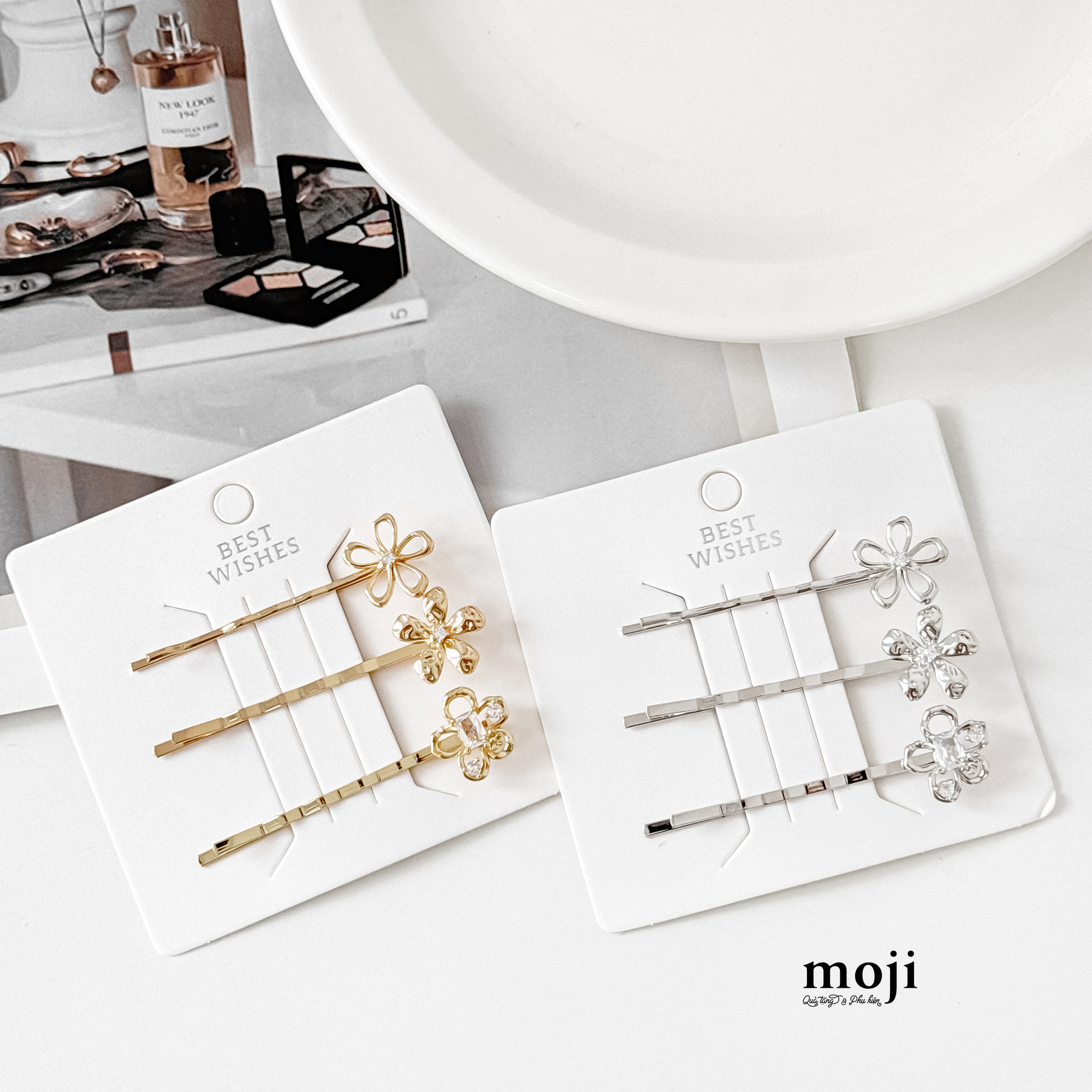 Kẹp tóc kẹp tăm Flower hoa nhỏ đính đá set3