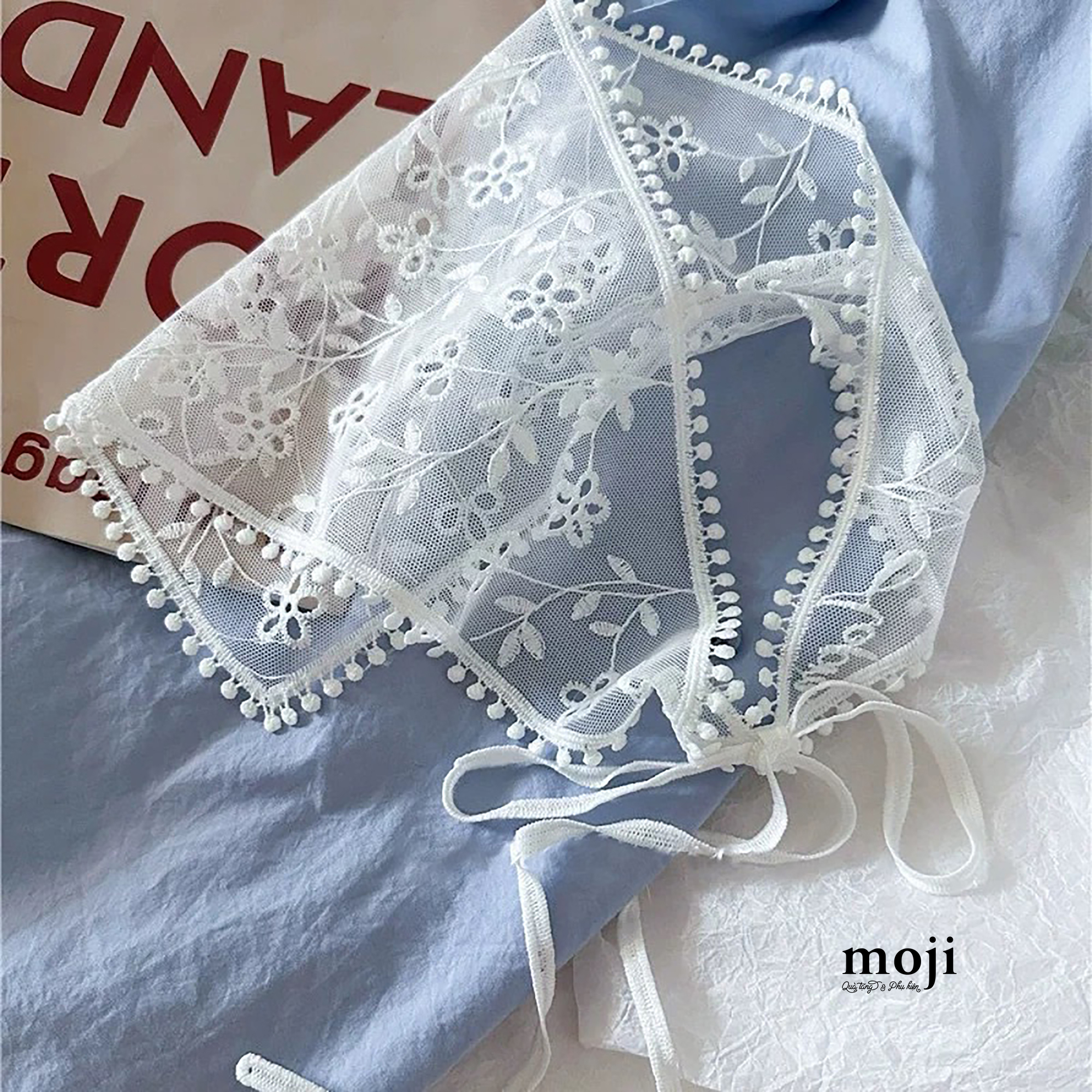 Khăn bandana ren Basic flower leaf hoa rỗng 27x65