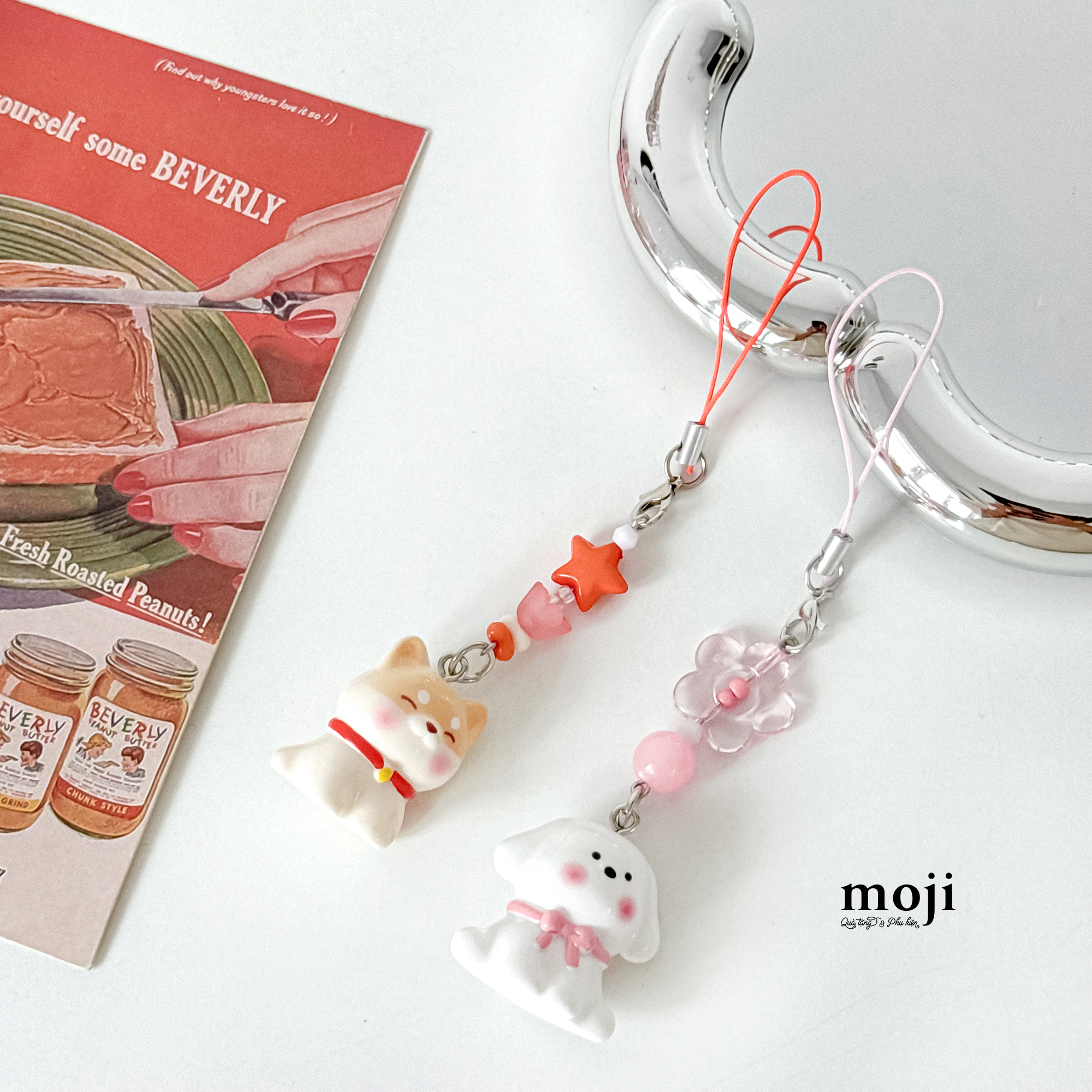 Móc đeo điện thoại Cute dog flower star