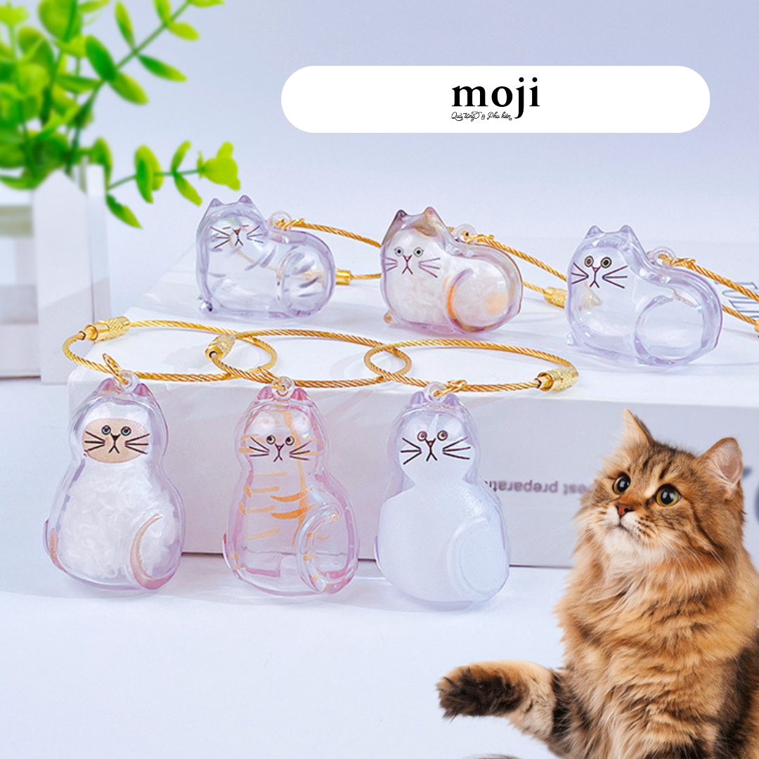 Móc khóa MJ Cute cat mèo trong suốt relax