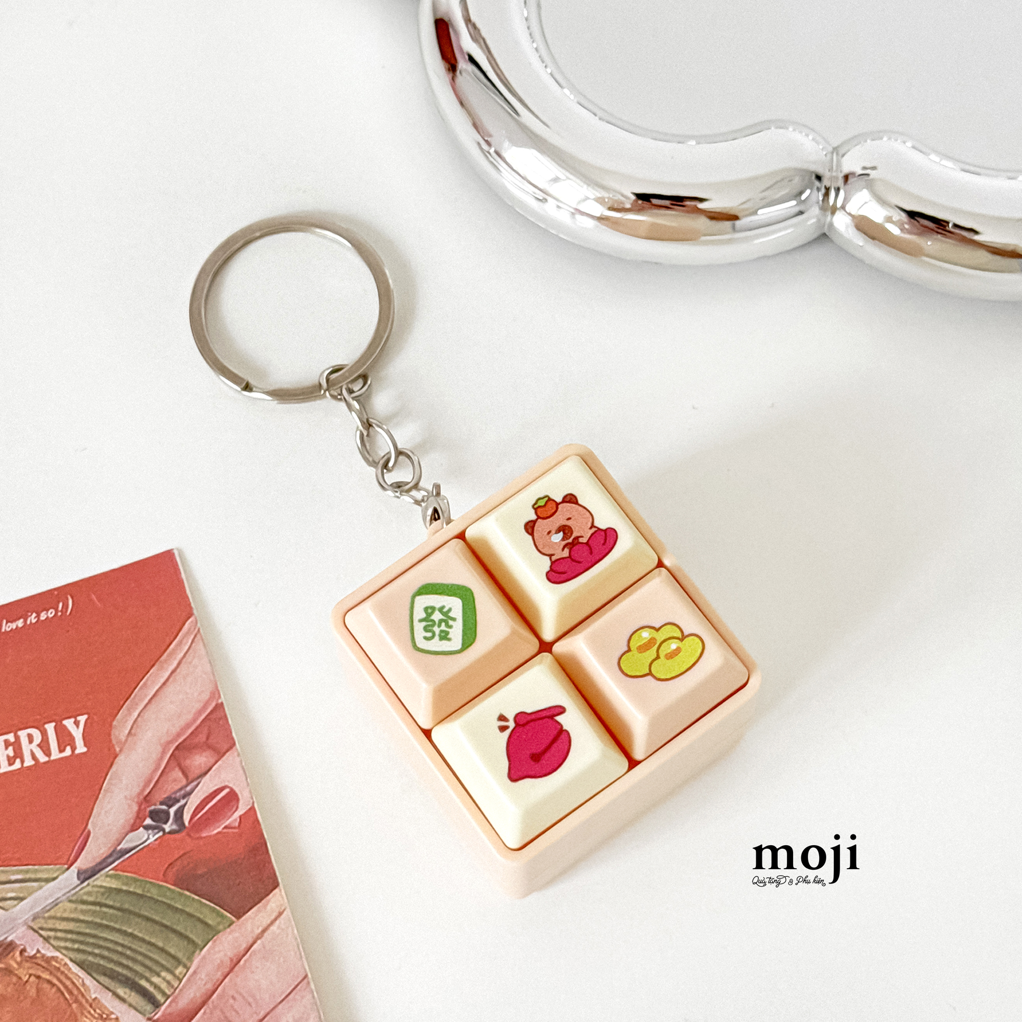 Móc khoá đồ chơi Capybara tịnh tâm bàn phím keycap có đèn nhạc