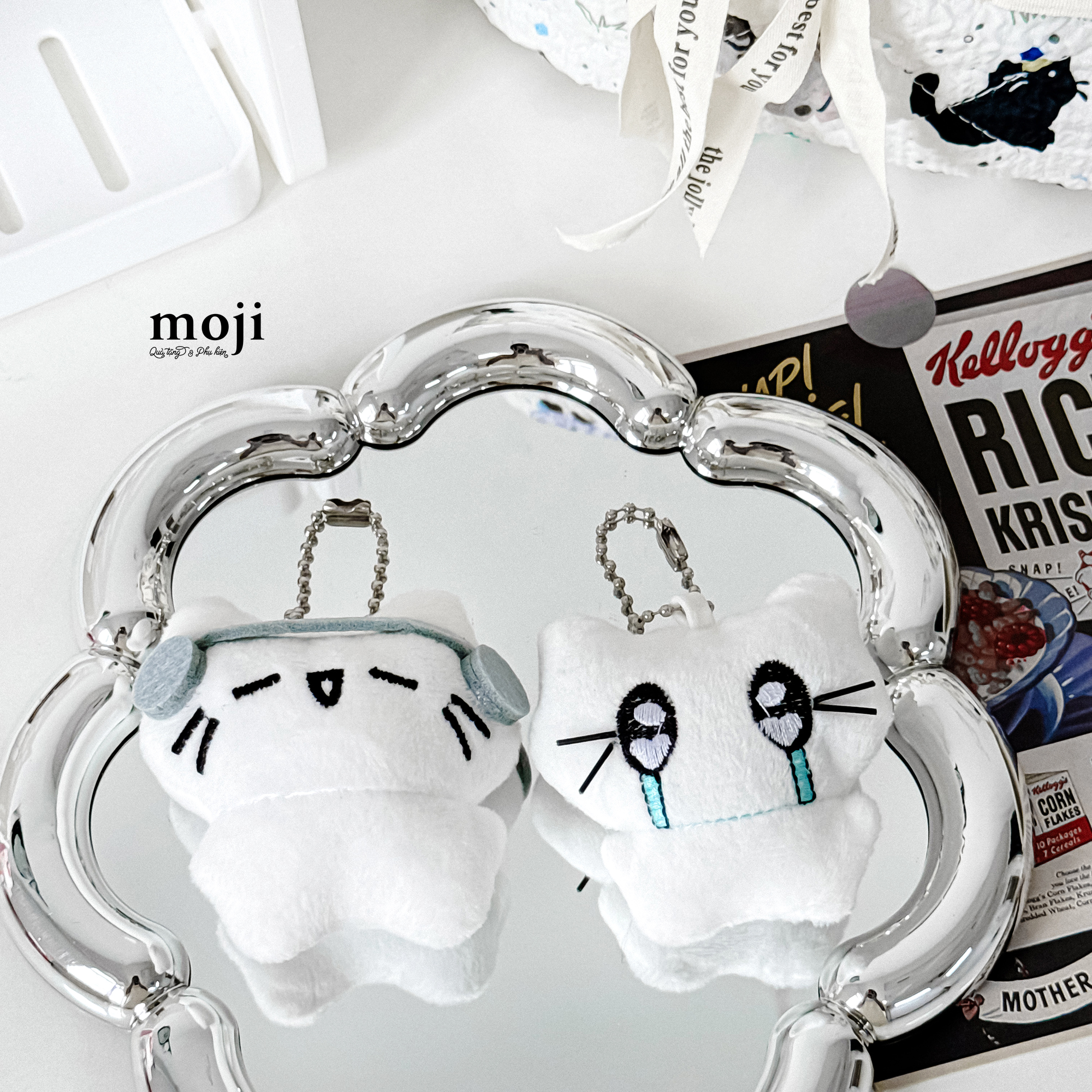 Móc khóa nhồi bông Cat mèo biểu cảm nghe nhạc