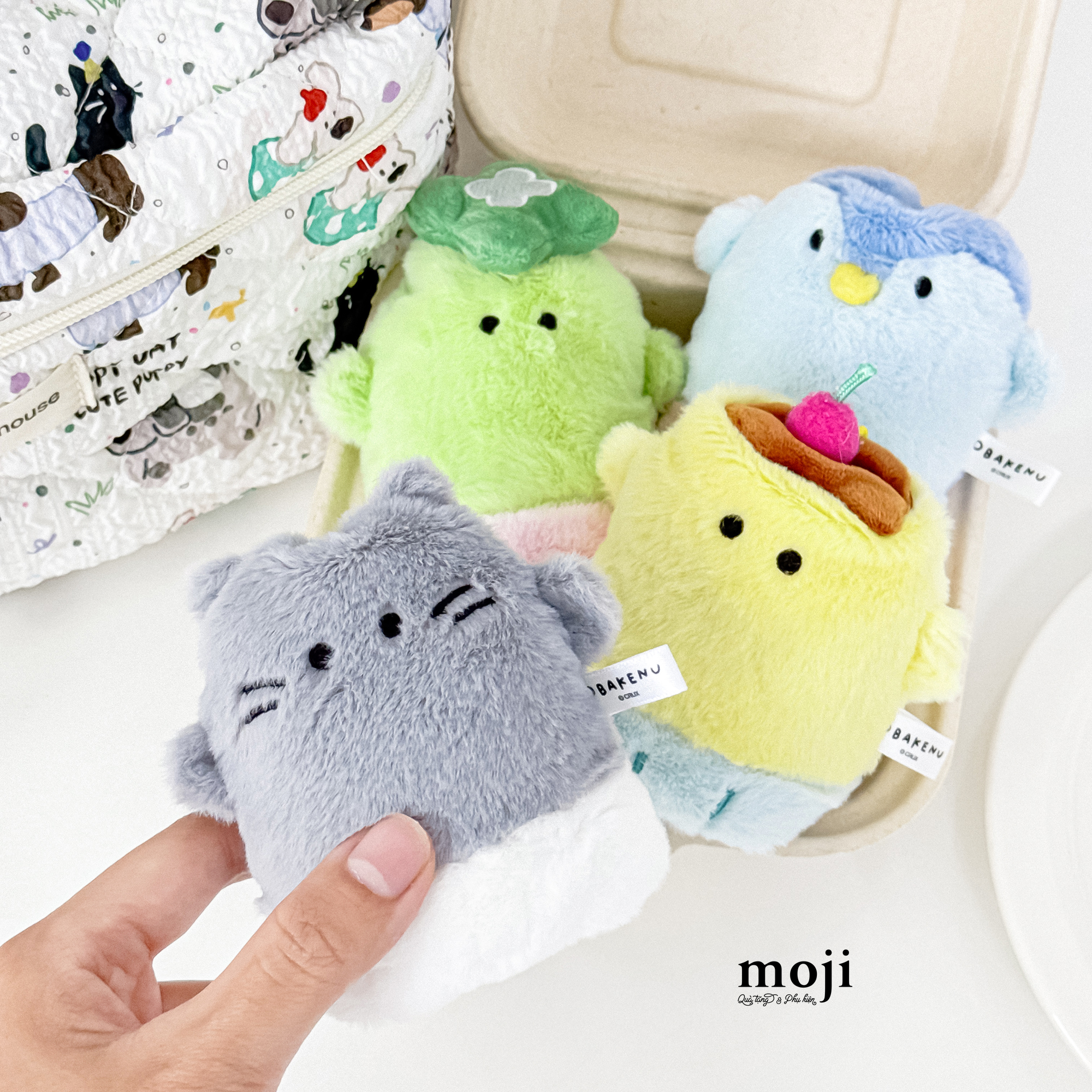 Móc khóa nhồi bông đổi mặt Cute animal angel ghost cake