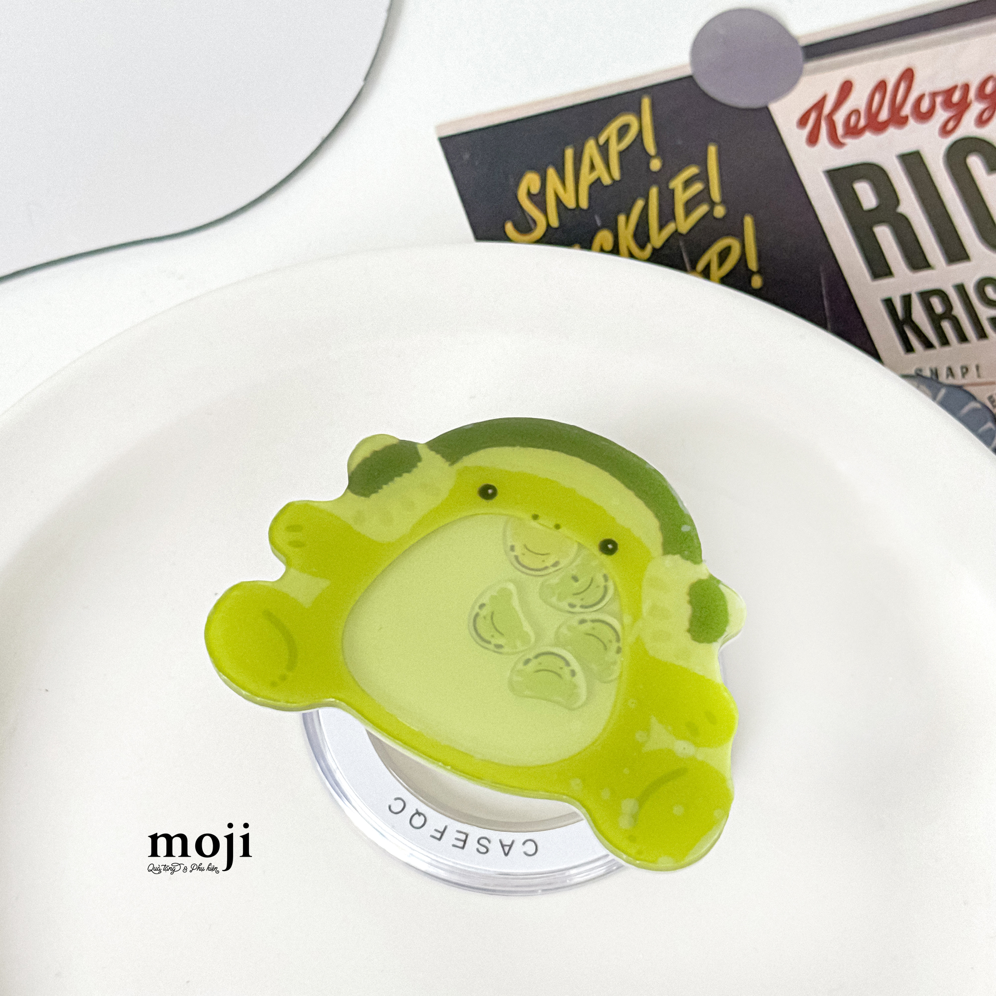 Mojipop cắt hình magsafe Frog ếch xanh nghe nhạc